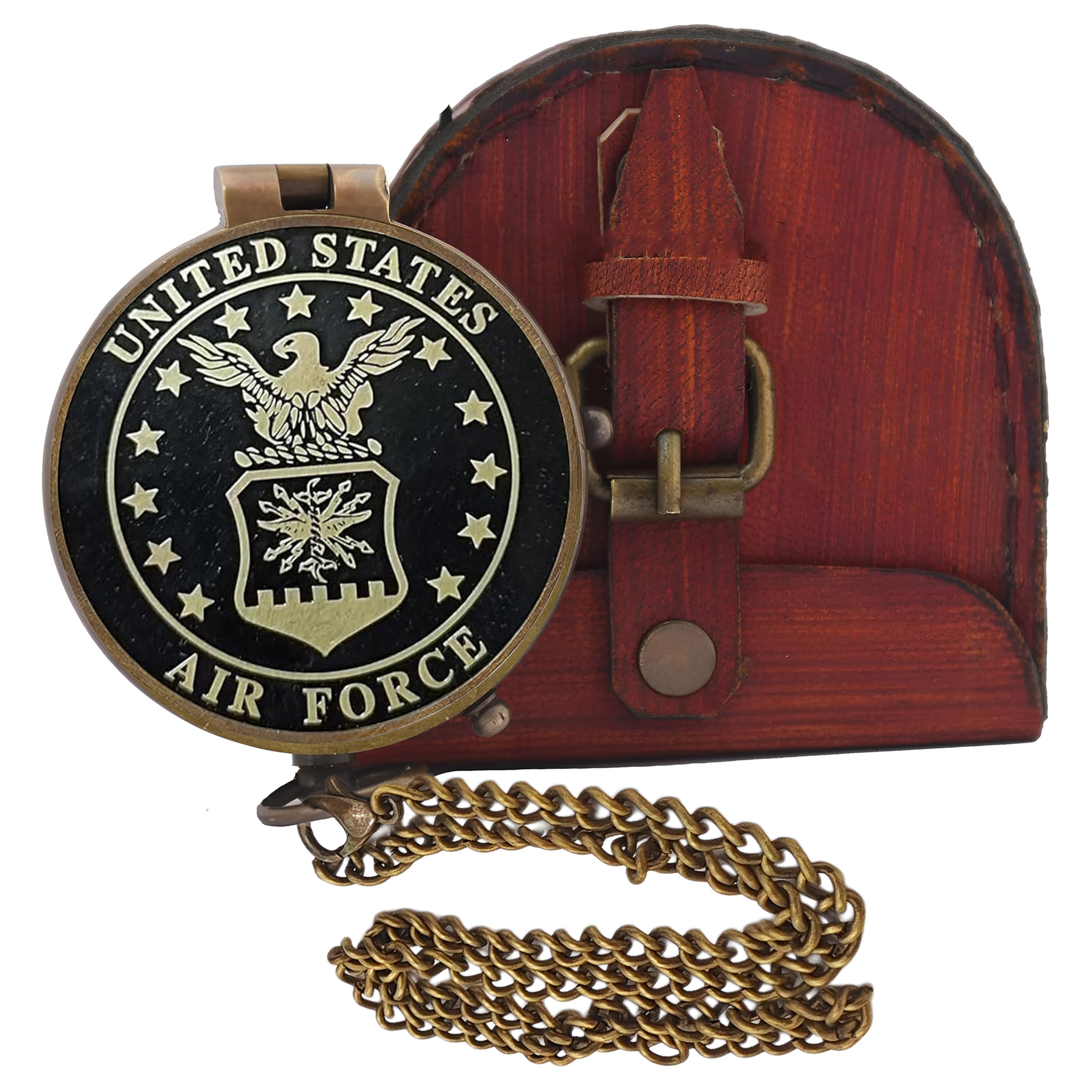 US Air Force Kompass Mit Lederetui – Militärisches Geschenk Für Männer & Frauen, Retirement Gift