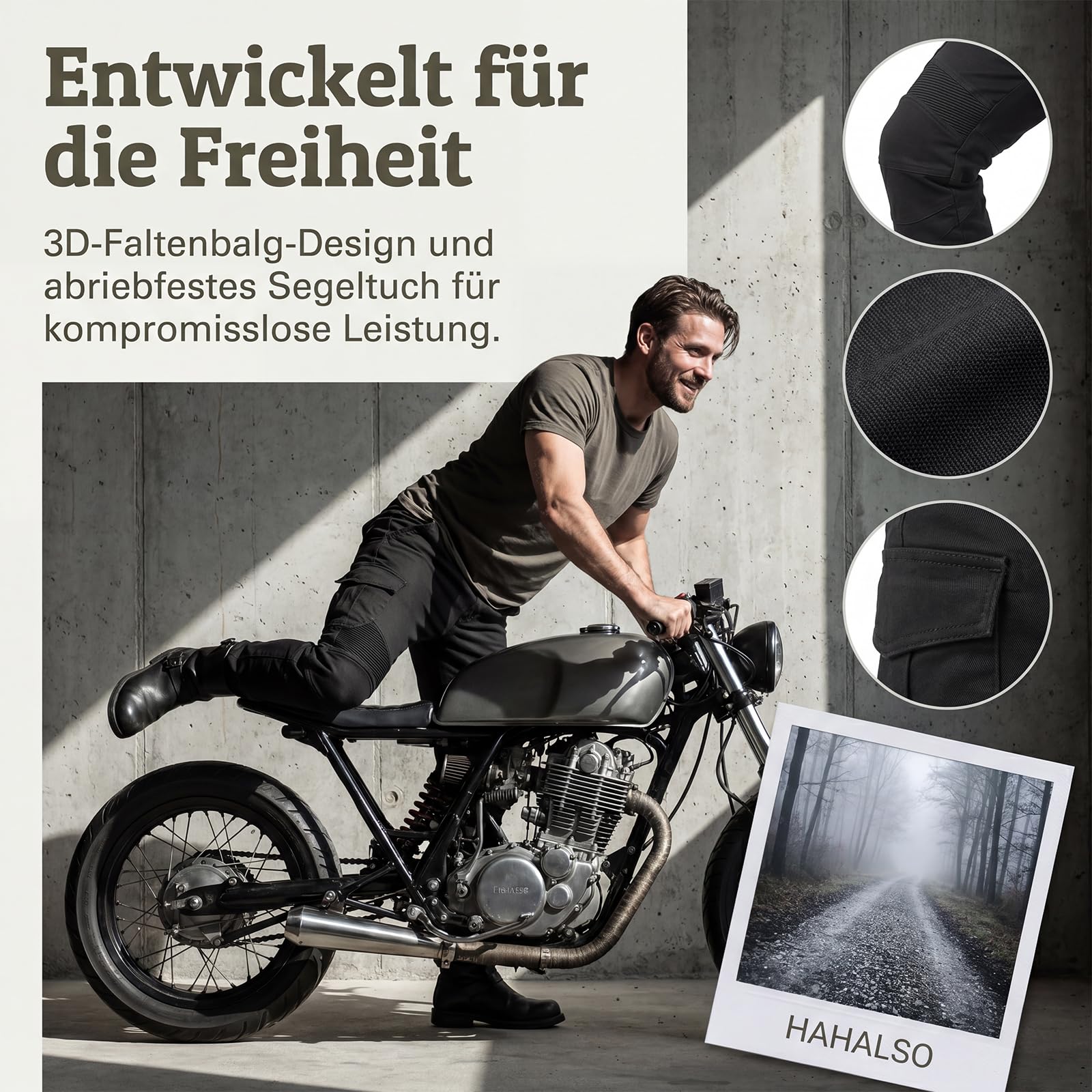 Generisch Motorradhose Herren, Motorrad Jeans Herren mit Protektoren, Für Touren & Stadtfahrt, Atmungsaktiv & Sturzsicher, S-2XL Schwarz/Army Green
