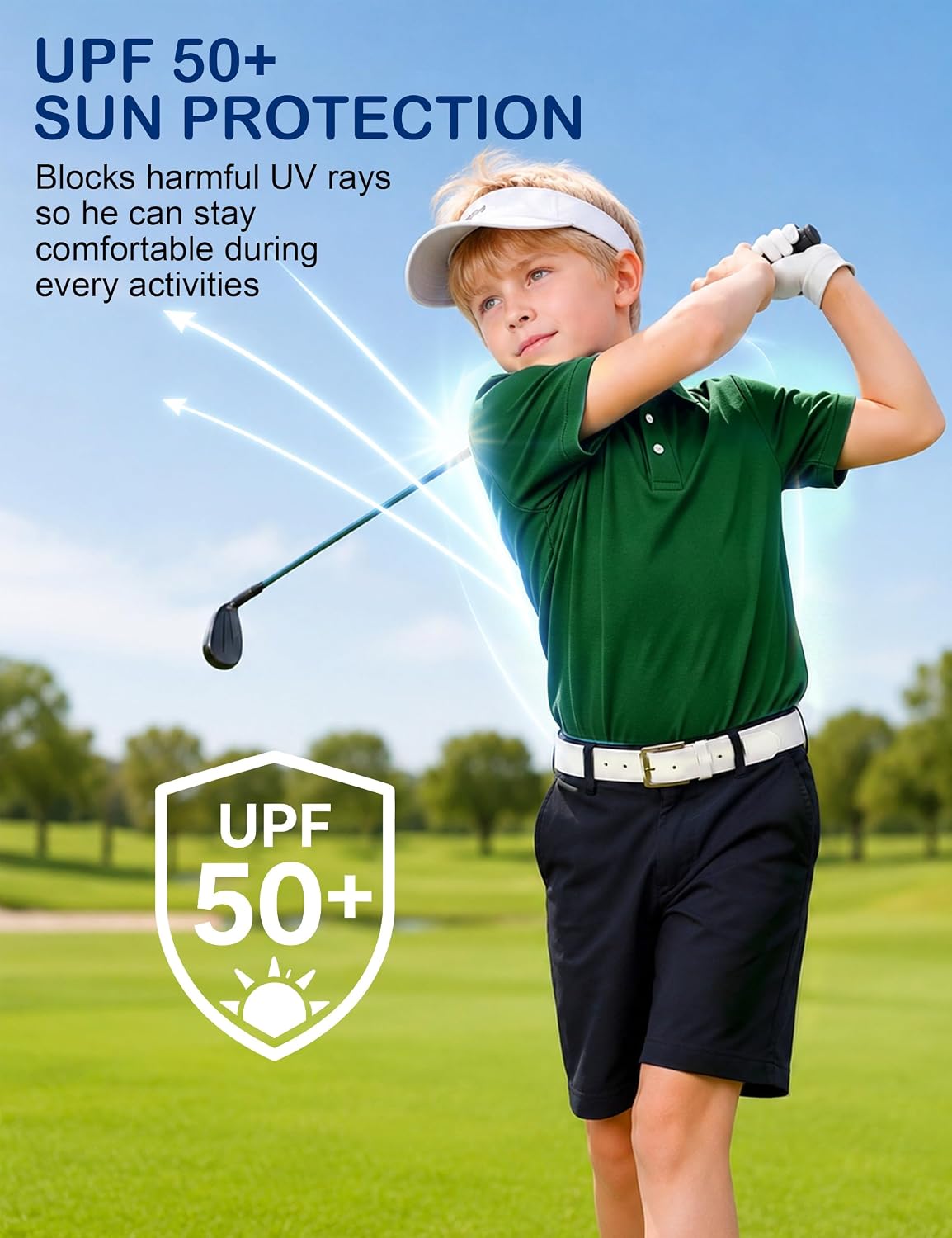 Boys' Performance Polo Shirts, Short Sleeve Golf Collared School Uniform Shirt for 2T-14 Years Toddler Kids Youth