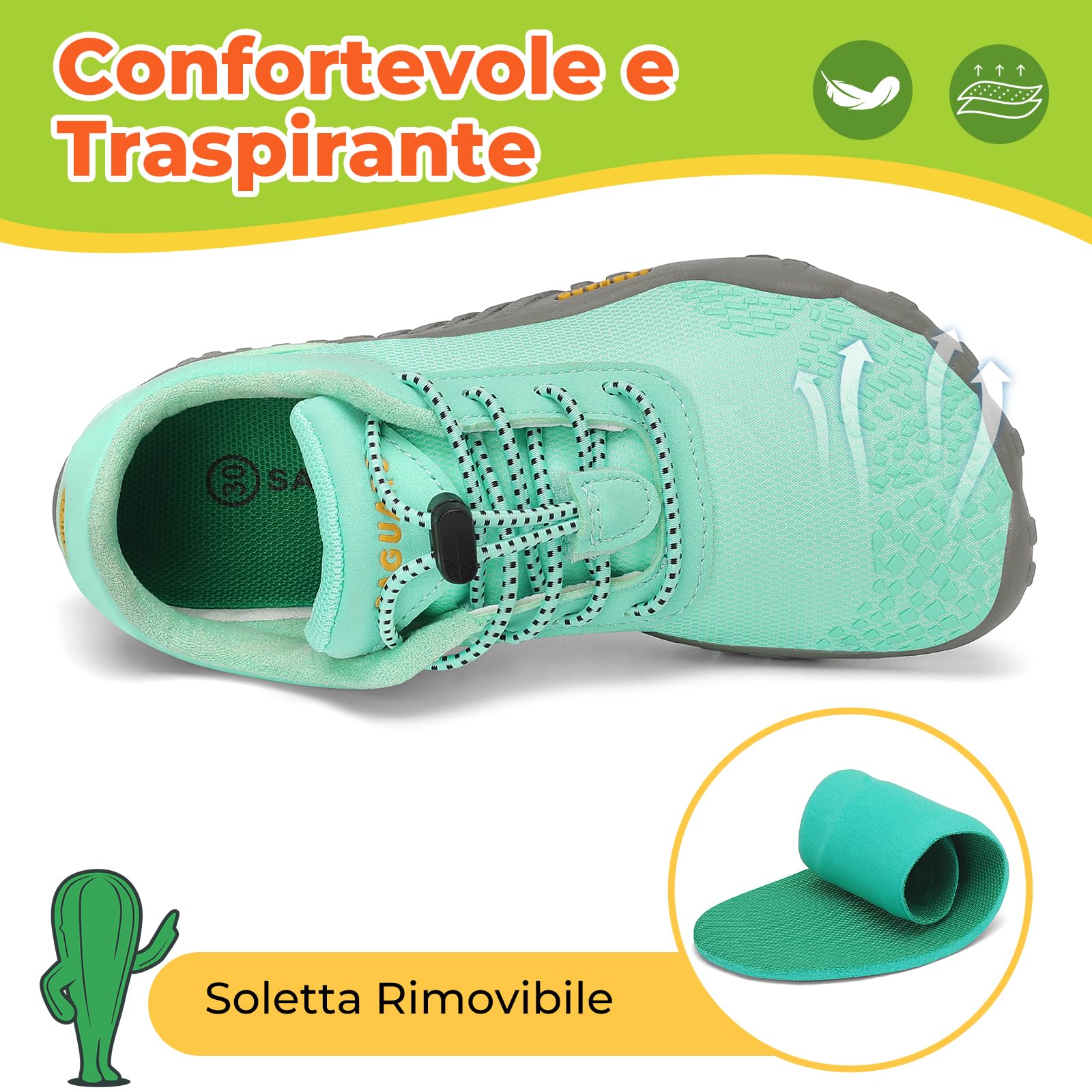 SAGUARO Barefoot Shoes Bambini Traspiranti Scarpe Barefoot Ragazzi Ragazze Scarpe Minimaliste Gr.24-36