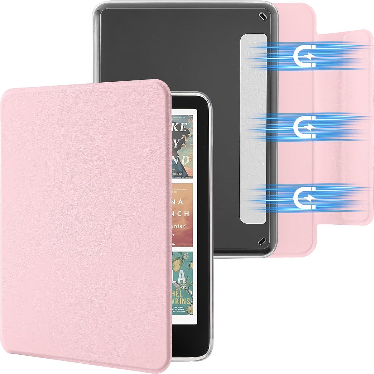 Magnetic Case for 7'' Kindle Paperwhite 12th Gen 2024 & Colorsoft | Magnetic Detachable, Auto Wake/Sleep, Clear PC Case, Soft TPU Edge, Lightweight, For Bookish Travelers, Pink