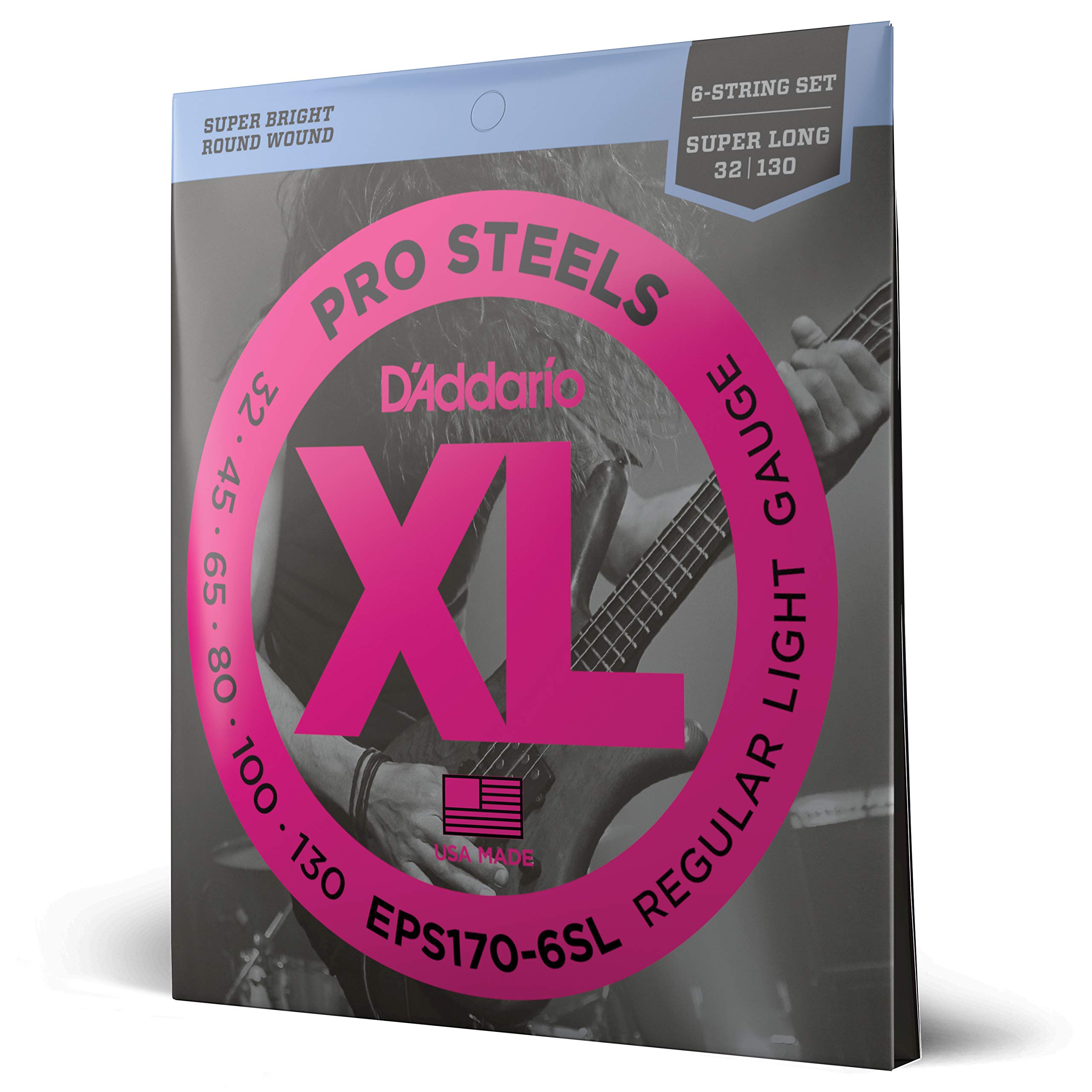 D'Addario Bass Strings Pro Steels 30-130 30-45-65-80-100-130, EPS1706SL - Zestaw strun do 6 strunowej gitary basowej