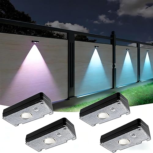 Miniatura 8 de Luces Solares para Valla, 10 Modos de Cambio de Color RGB, Luces Solares Impermeables con Energía Solar IP65, 30 Horas de Funcionamiento, Fácil