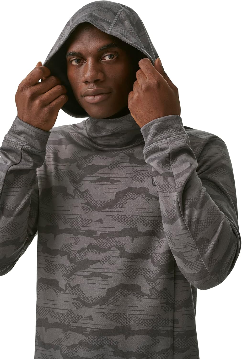 BASS Outdoor Mens Cowl Neck Hooded Long Sleeve Tee