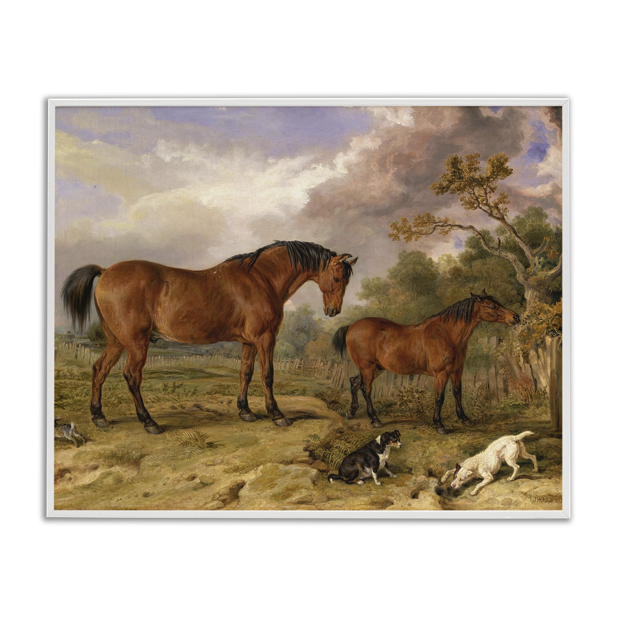 Stupell Industries Coastal White (Textured) 'Classic Portrait Of Horses'| Framed Giclee Art