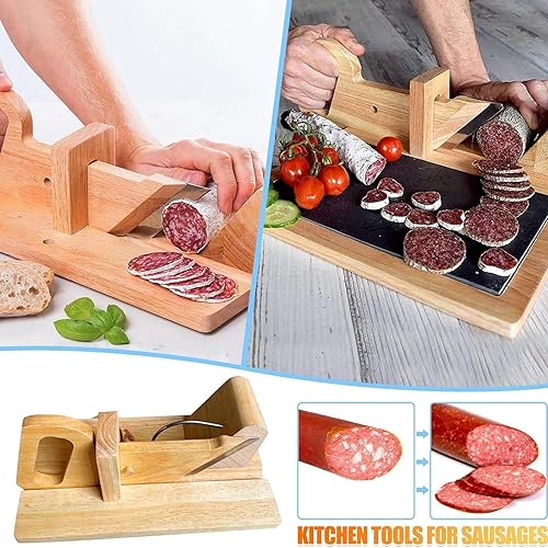 Miniatura 4 de Sausage Cutter, Removable Kitchen Household Sausage Slicer, Wooden Salami Cutter, Sausage Salami Guillotine Slicer, Meat Cutter, Universal Slicing