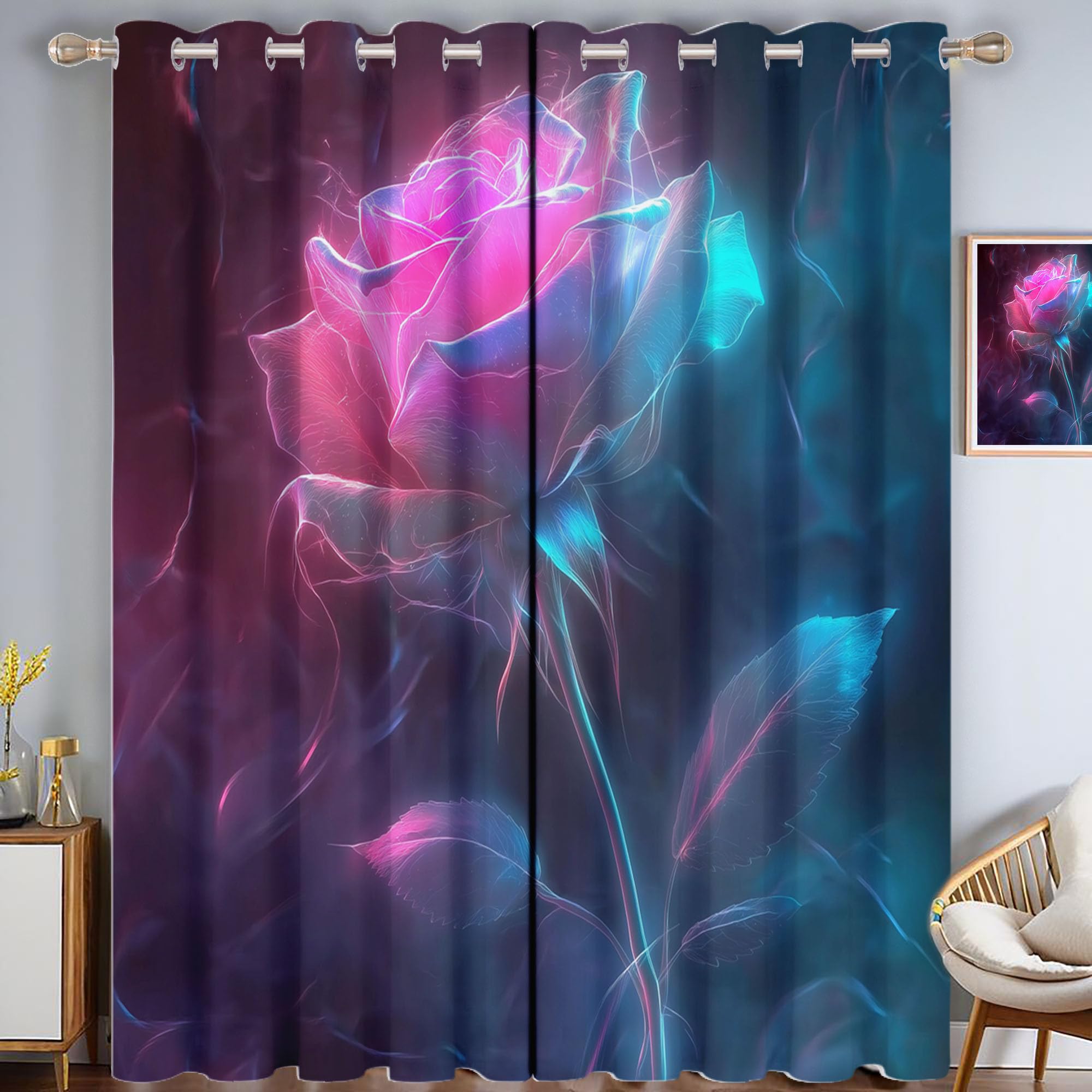 Rideau occultant contre la lumière et le froid, isolation thermique rose lumineuse 140x240cm