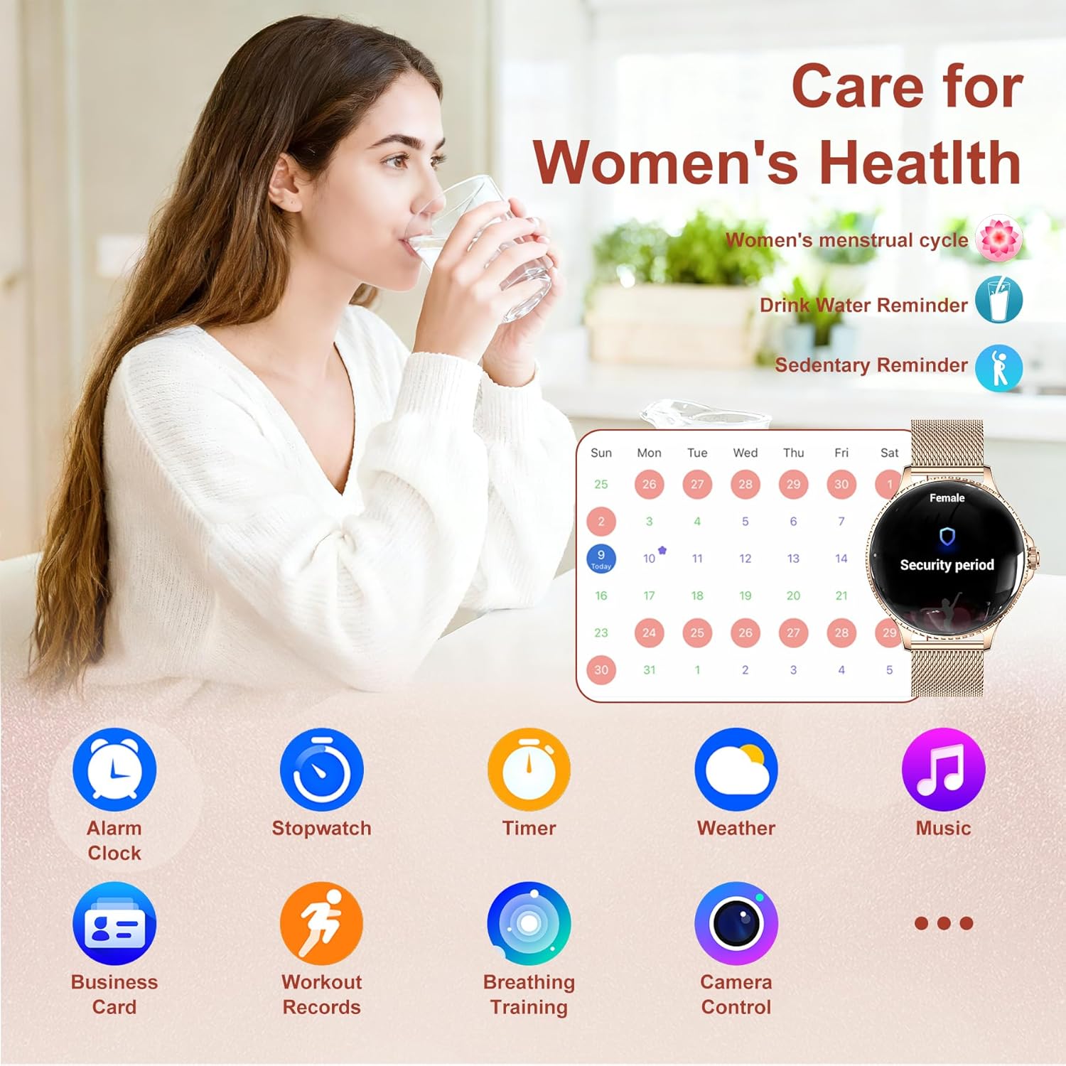 Smart Watches for Women (Answer/Make Calls),1.27" AMOLED Smartwatch with Heart Rate/Sleep Monitor,120+ Sport Modes Fitness Tracker with Bluetooth for iOS/Android Rose Gold