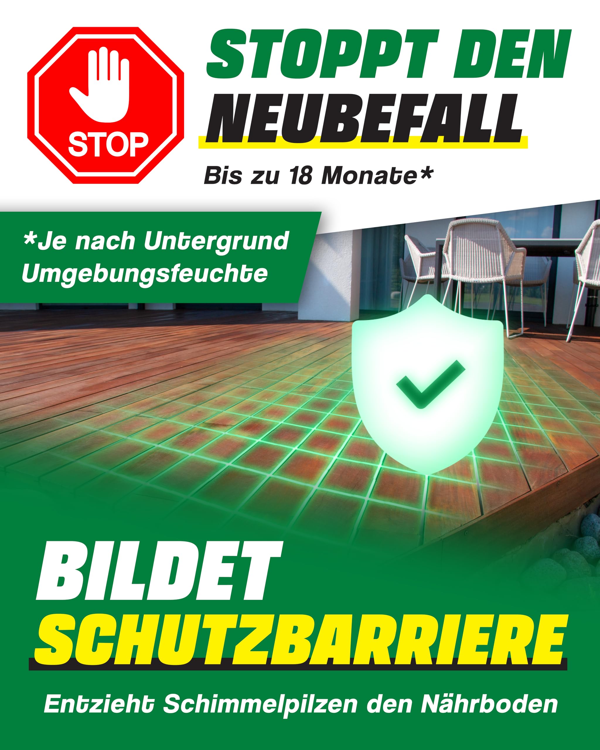 VEXIL Schimmelbekämpfung Duo – Schimmelentferner mit AKTIV-CHLOR + Schimmelschutz Spray – Schimmel entfernen & Neubefall verhindern – Bis zu 18 Monate Langzeitschutz – 2x 500 ml – Made in Germany
