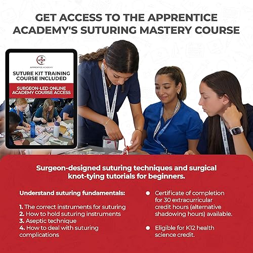 Miniatura 4 de Kit de sutura para estudiantes de medicina + Acceso al curso en línea profundo de sutura de The Apprentice Academy. Kit de práctica y curso diseñado