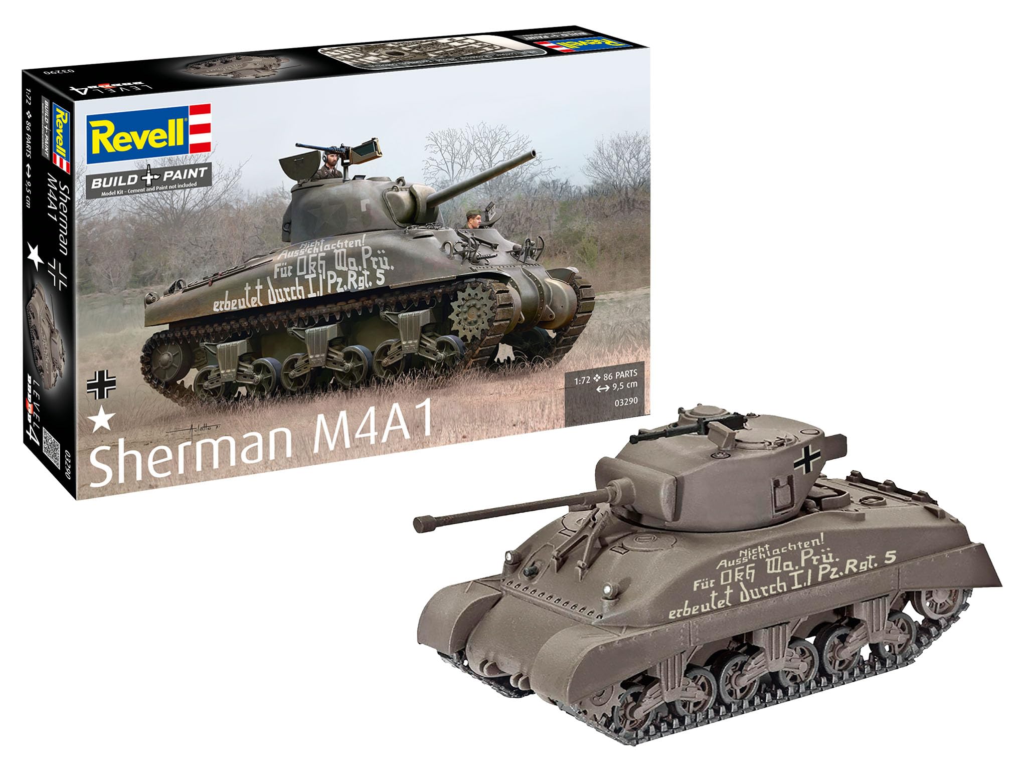 Revell 03290 Sherman M4A1 1:72 Scale Unbuilt/Unpainted Plastic Model Kit