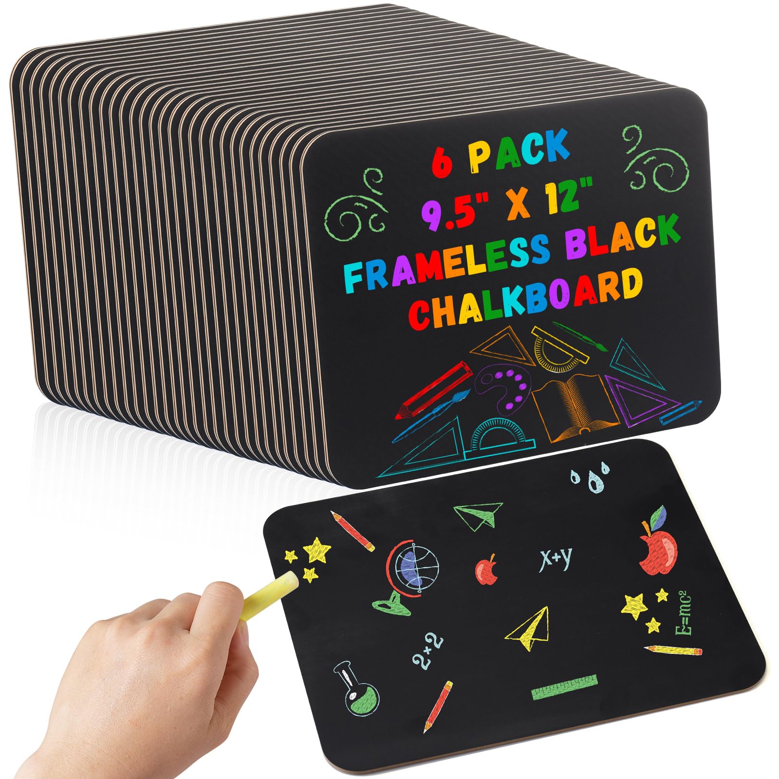 Humyoun 6 Pcs Chalk Board for Kids Bulk 9.5" x 12" Double-Sided Wooden Frameless Chalkboard Sign Blackboard for Kids Student School Classroom Home