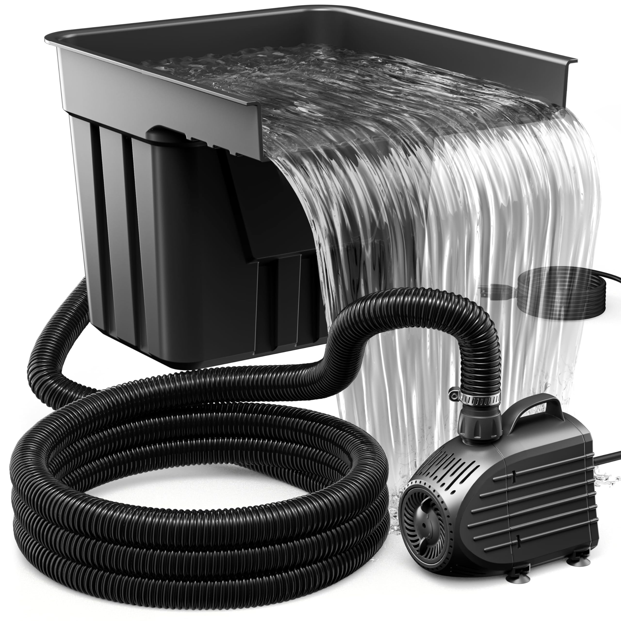 Cascade Pour Bassin Extérieur – Acier Inox 304, Pompe 35W 2000L/h, Tuyau 3m – Décoration Jardin, étang, Piscine – Installation Facile