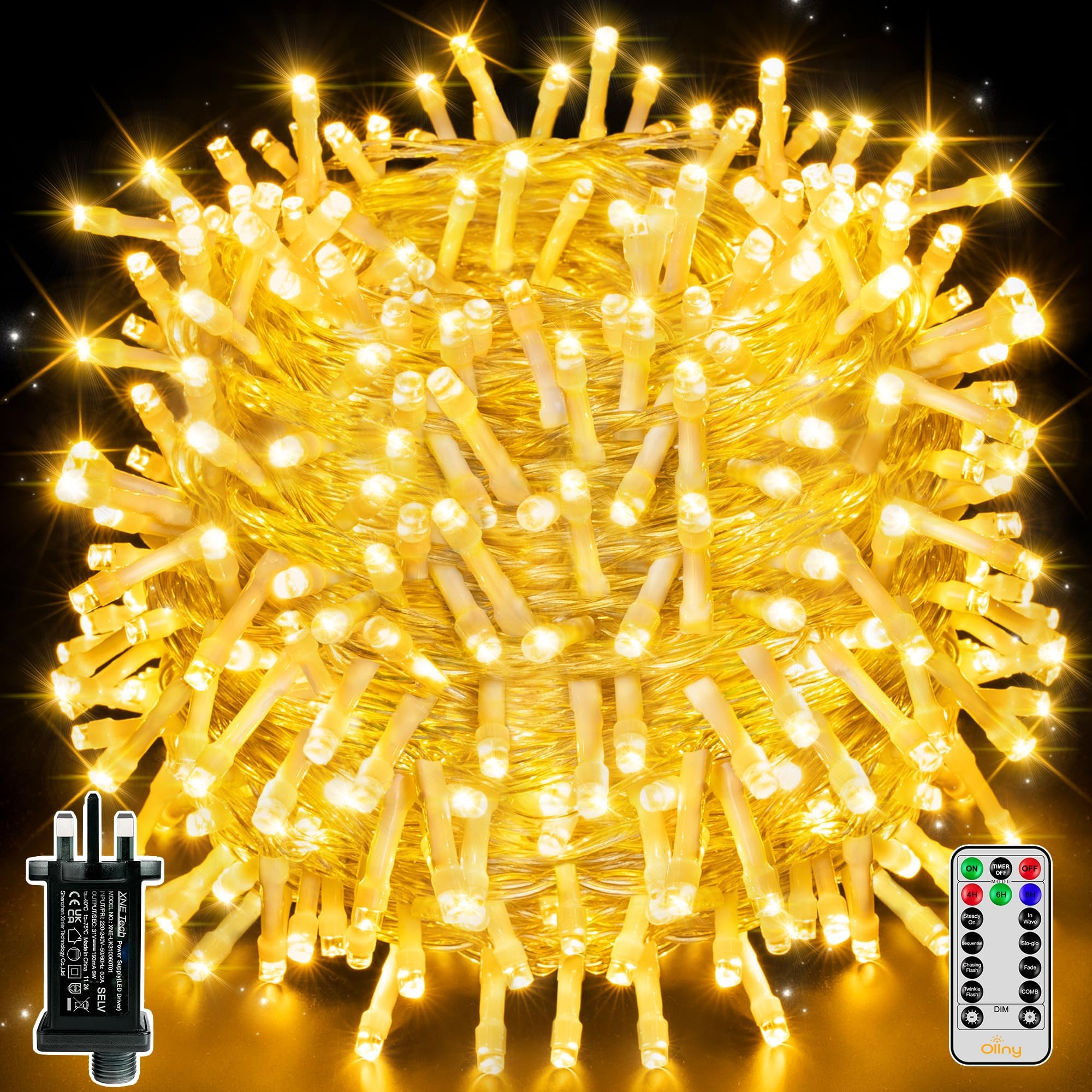 Ollny Women's Warm White Fairy Lights Mains Powered, 80M 800 Led Outdoor Lights, Waterproof Garden String Tree Light Plug In With Timer/8 Modes/Dimmable For Outside/Gazebo/Indoor/Window,