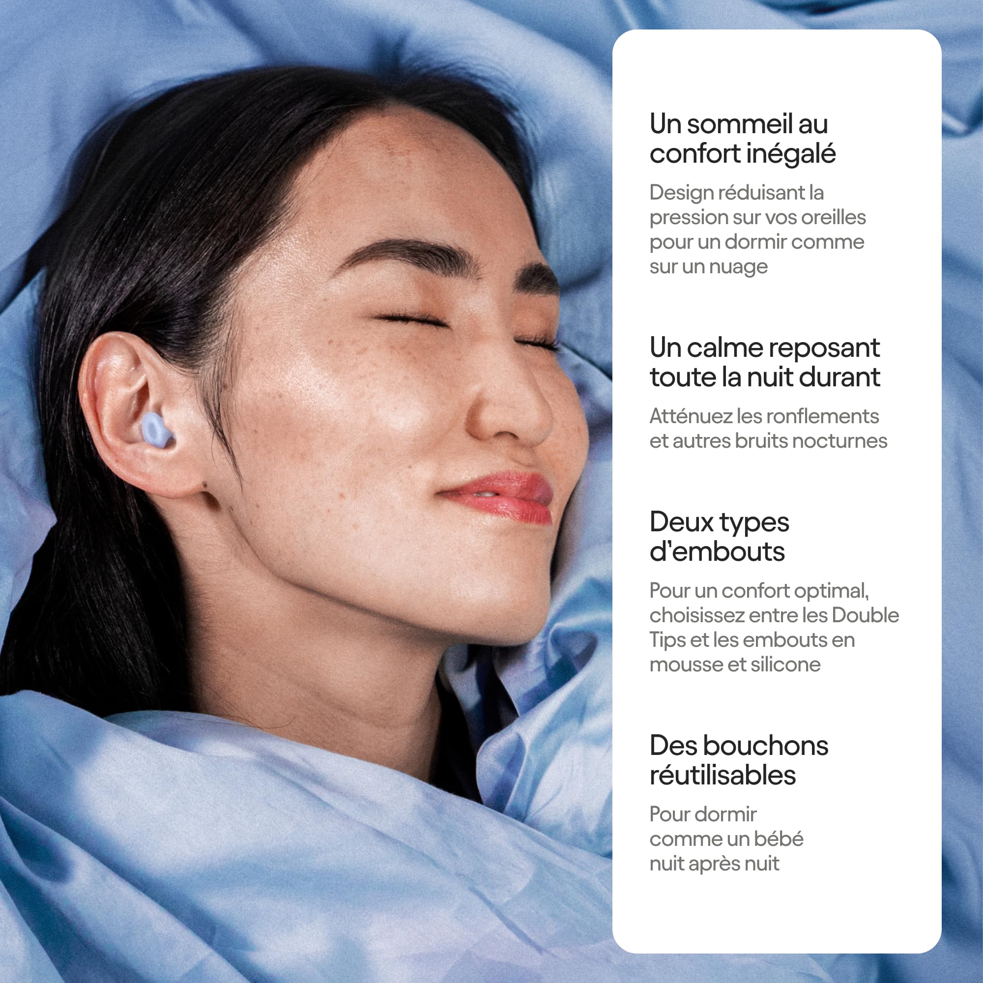 Bouchons d'oreille Loop Dream en silicone/mousse à mémoire de forme, réduction du bruit 27 dB (SNR)