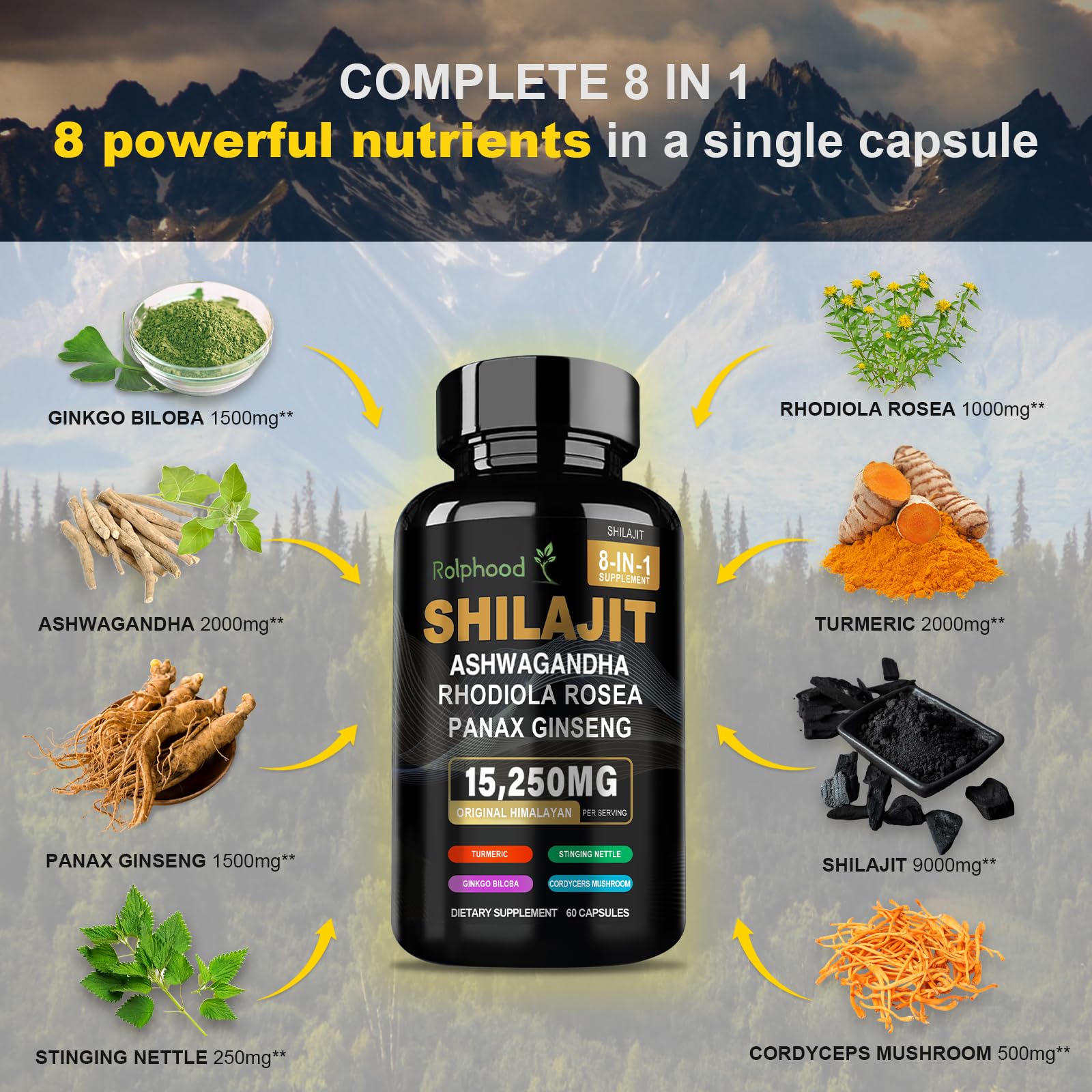 Shilajit for Men/Women - Pure Himalayan Organic,Shilajit Capsules with Ashwagandha,Supplements 60 Capsules Alternative to Resin,Drops & Gummies — Amazon image 3
