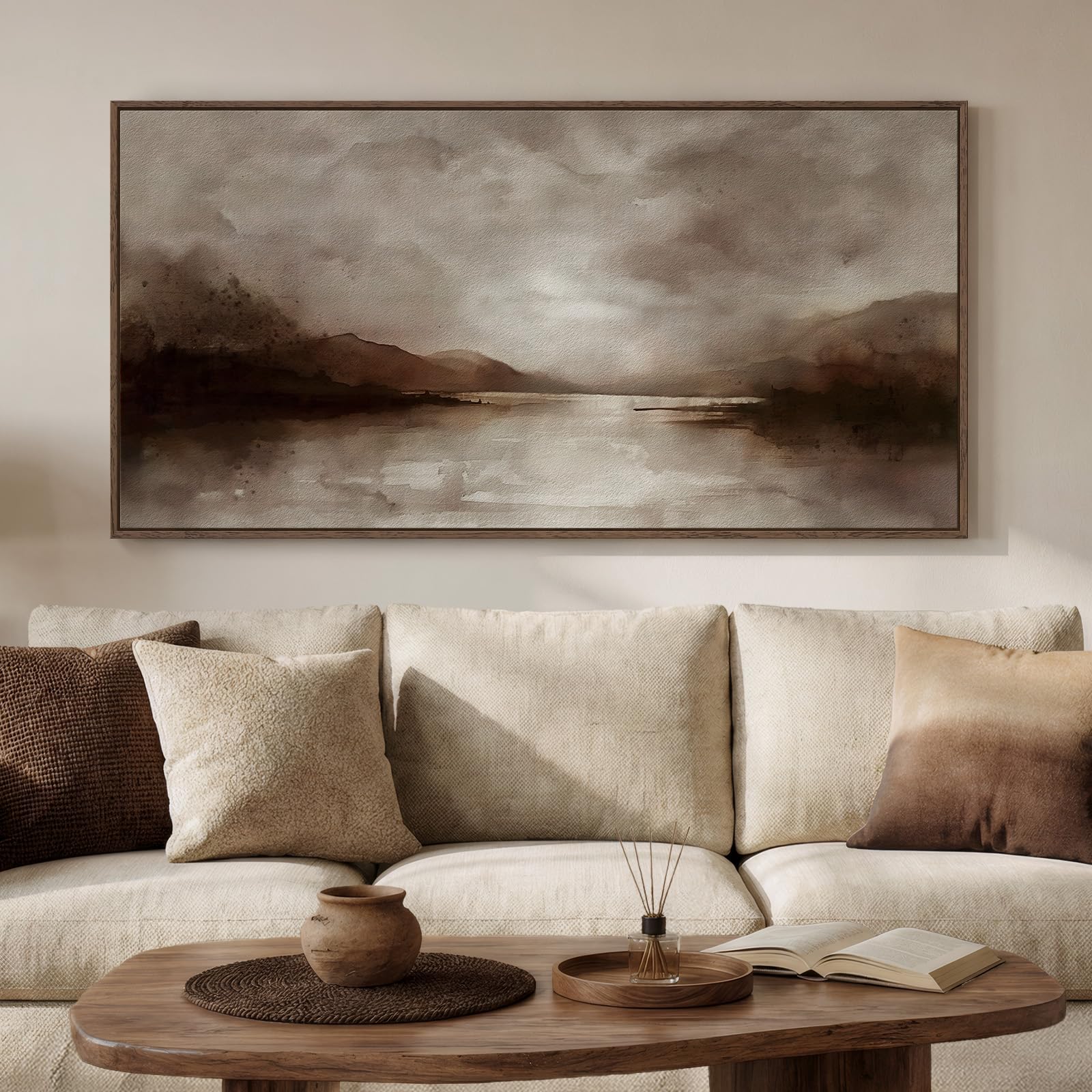 View 1 of [Corner of Frame damage] Cuspin Large Framed Abstract Landscape Wall Art (30x60 Inch)