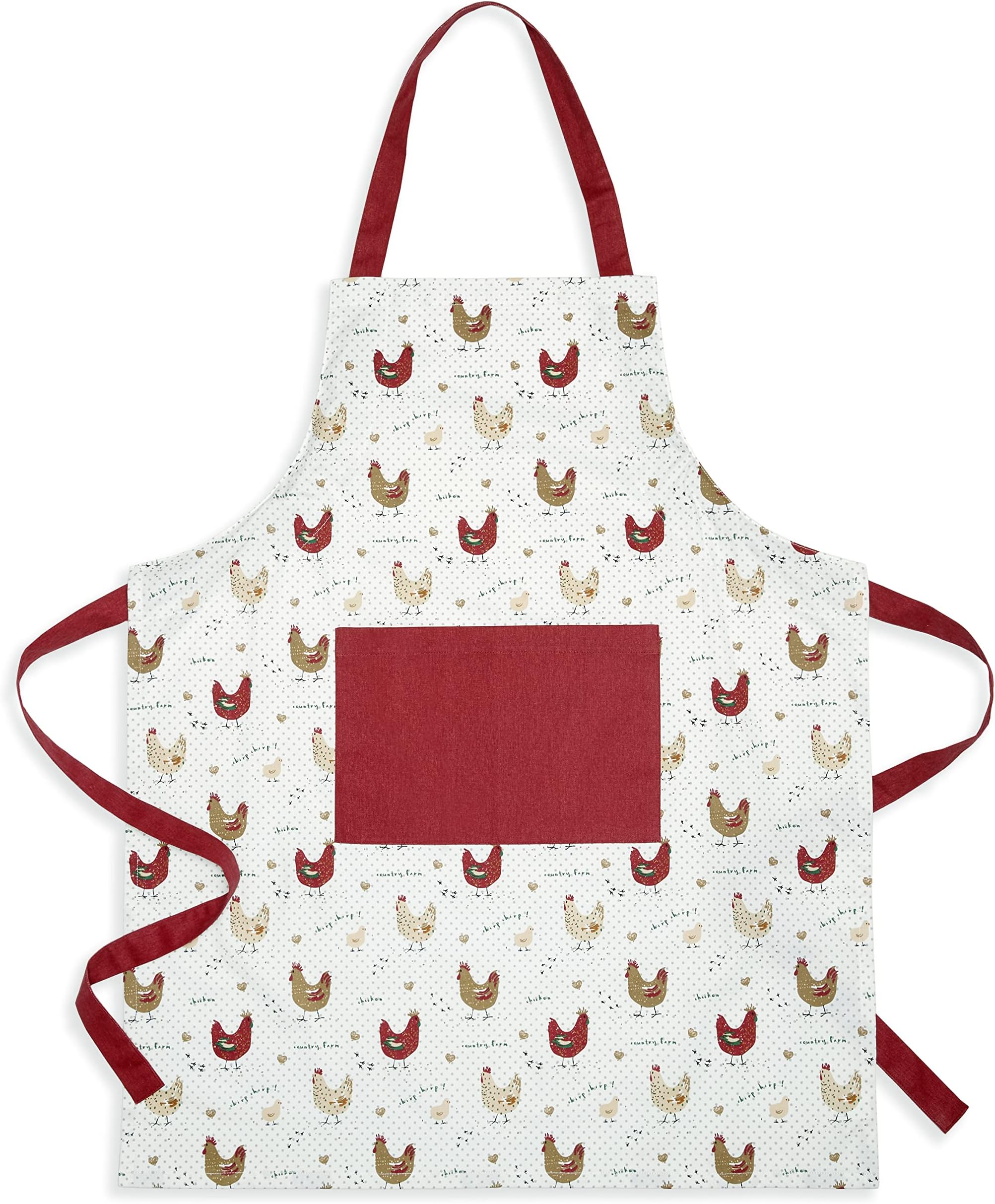 Farmhouse Chicken Cotton Bib Apron Pocket Adjustable Strap