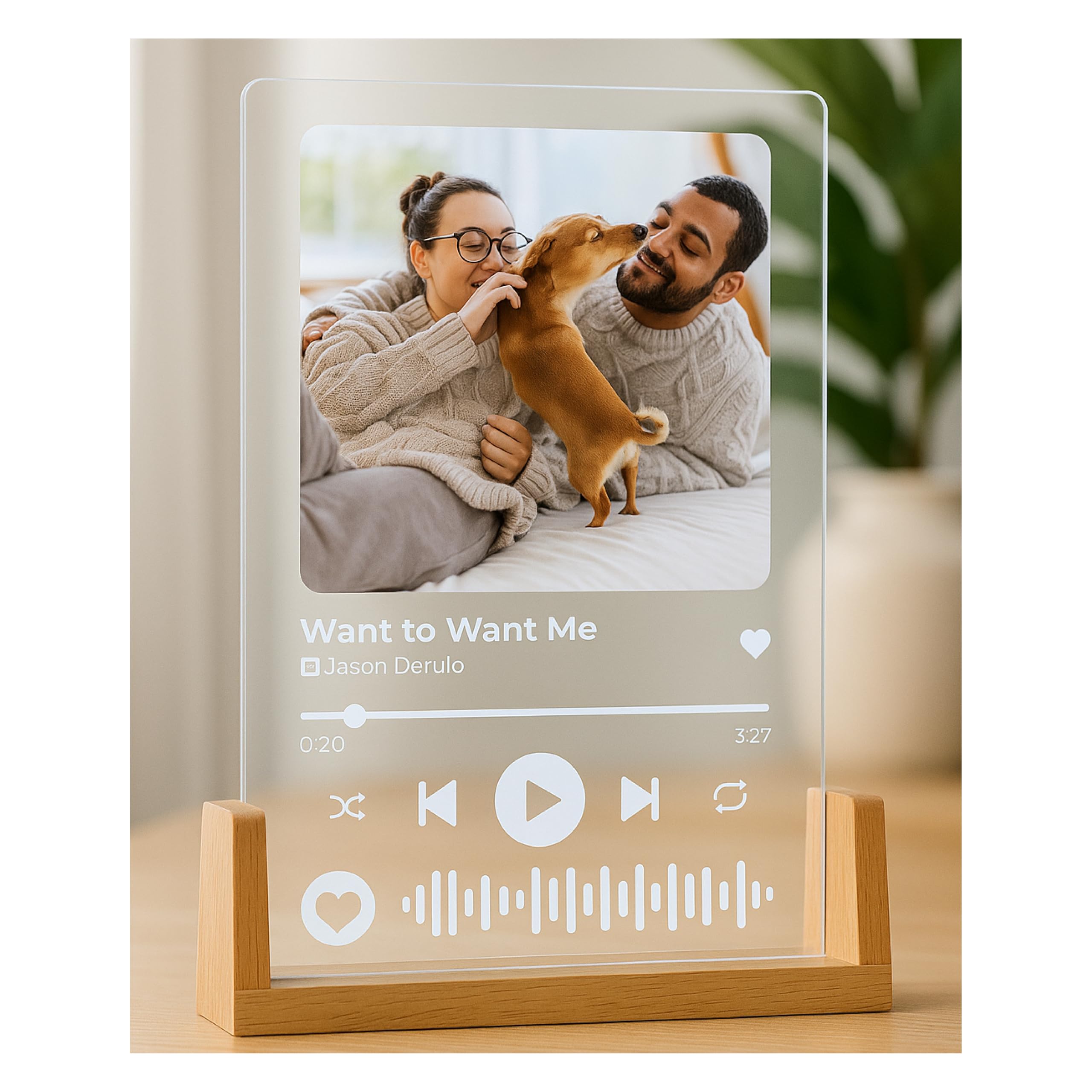 Crafted Memories Personalised A5 Song Music Plaque with Photo Personalised Valentines Gifts for Men Women Boyfriend Girlfriend LED Acrylic Song Gift for Birthday - Lights Powered by USB - Scan to play โ image 1