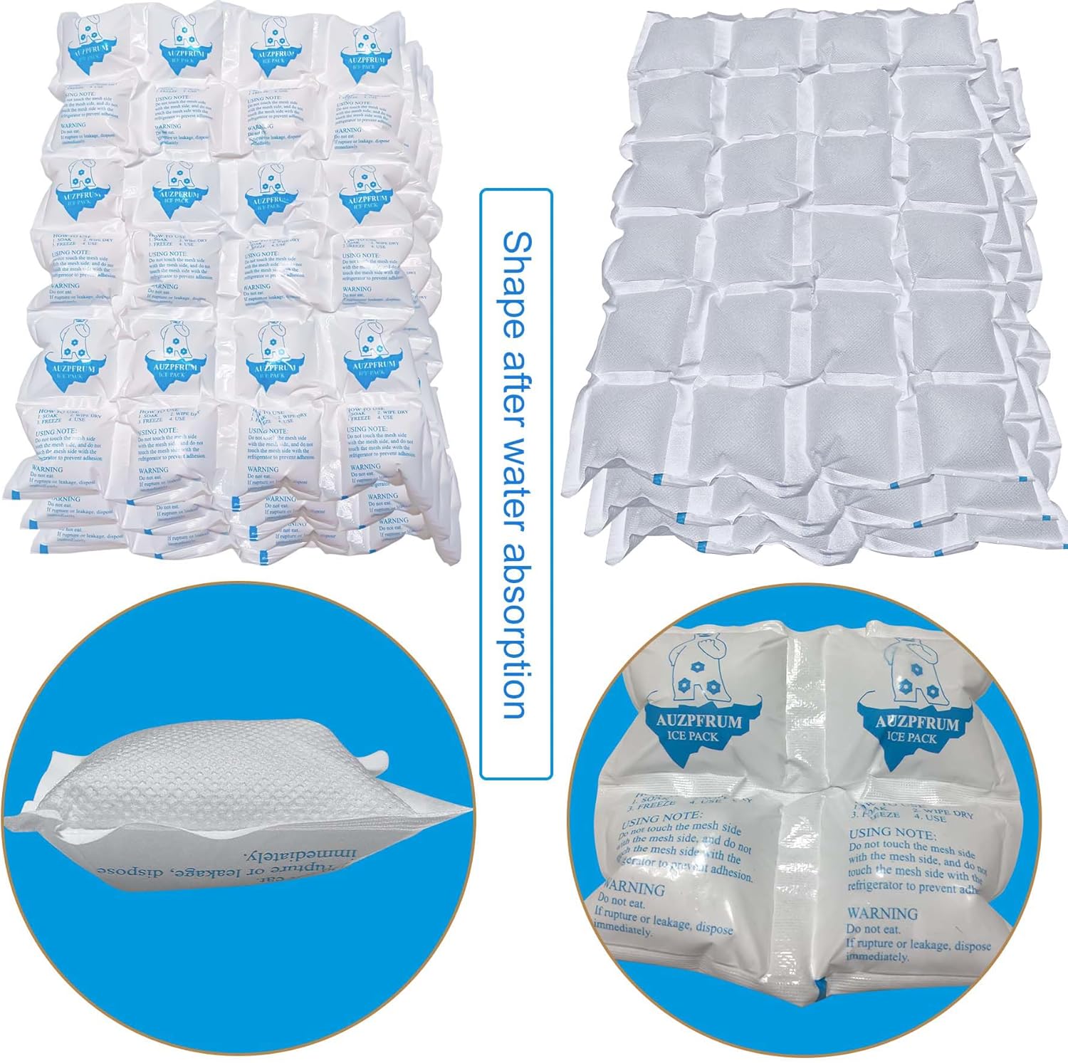 Dry Ice Pack for Shipping Frozen Food, Reusable Ice Packs for Coolers Long Lasting, Flexible Cold Packs Sheets for Lunch Box (10 Large Sheets)