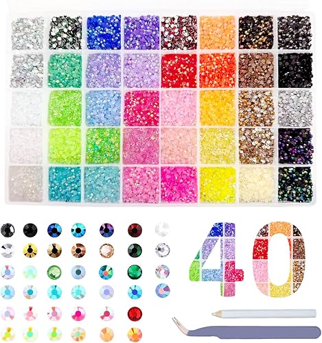 32000pcs Resin Jelly Rhinestones for DIY,40 Colors Bedazzling Kit