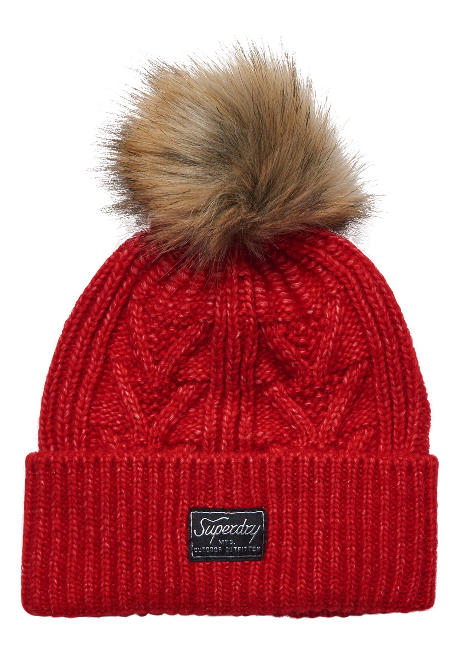Superdry Women's Cable Lux Beanie Hat, Flame Marl, One Size