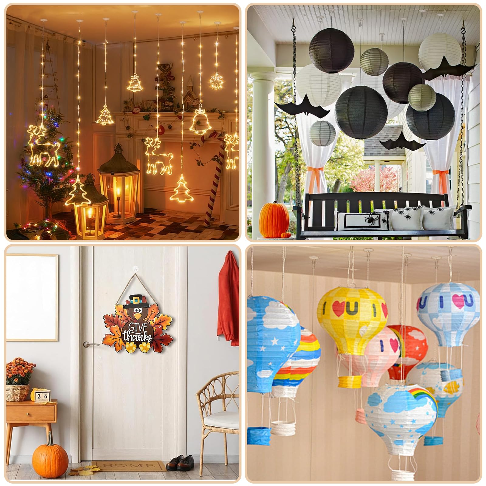 30pcs 2 Sizes Zelfklevende Plafondhaken - Transparante Geen Boren Plafondmontage Haken Met Clip Voor Vlaggenmast Decoratieve Haken Voor Slaapkamer Badkamer Decoratie