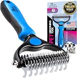 Pat Your Pet Deshedding Dog Brush For Shedding – Cat Brushes For Indoor Cats, Double-Sided Cat Brush Deshedding & Grooming Tool For Long Haired And Short Haired Dogs, Skin-Friendly Cyan