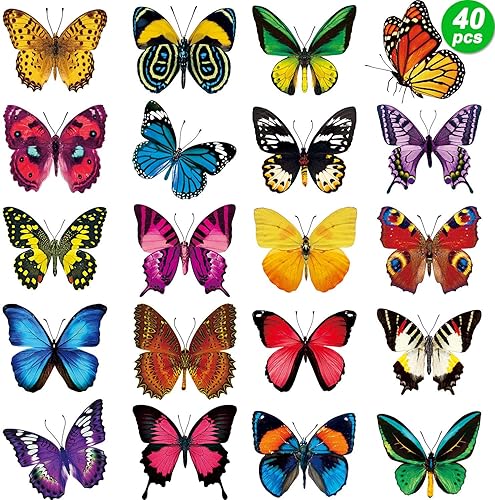 Outus 40 calcomanías de mariposa anticolisión para ventana para evitar que personas y pájaros golpeen en la ventana, calcomanías de vidrio para
