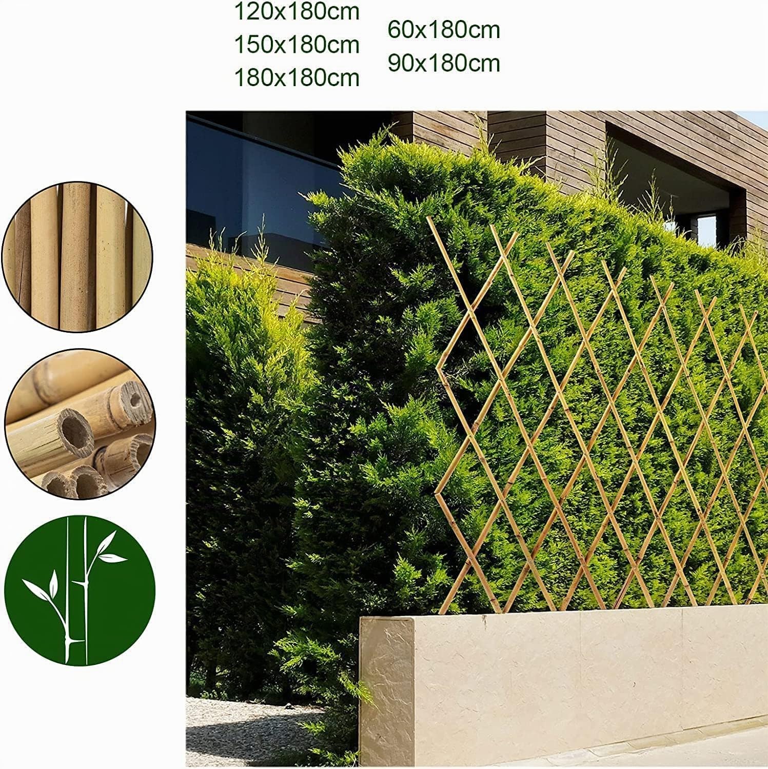 KARAT Treillis en Bambou pour Jardin Balcon Terrasse Terrain de Sport Clôture de propriétés - Extensible Solide - Résistant aux Intempéries - Support pour Plantes Grimpantes (90 x 180 cm)