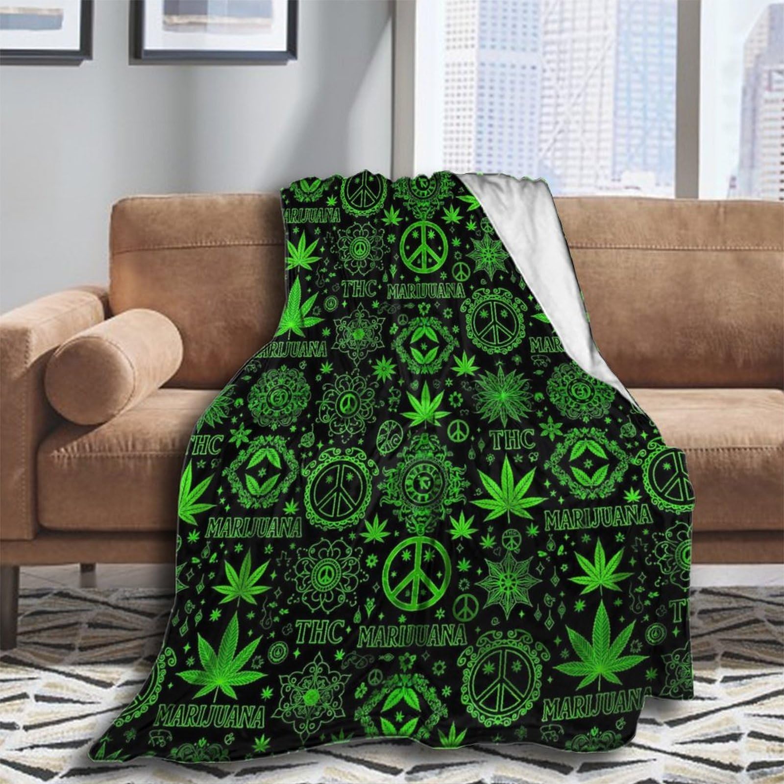 Oudrspo Throw Lightweight Soft Flannel Boys Men Bedding Blankets for Chair 50"x40" (Green Tropical Palm Banana Leaves Lovely Exotic Bird Pink Flamingo)