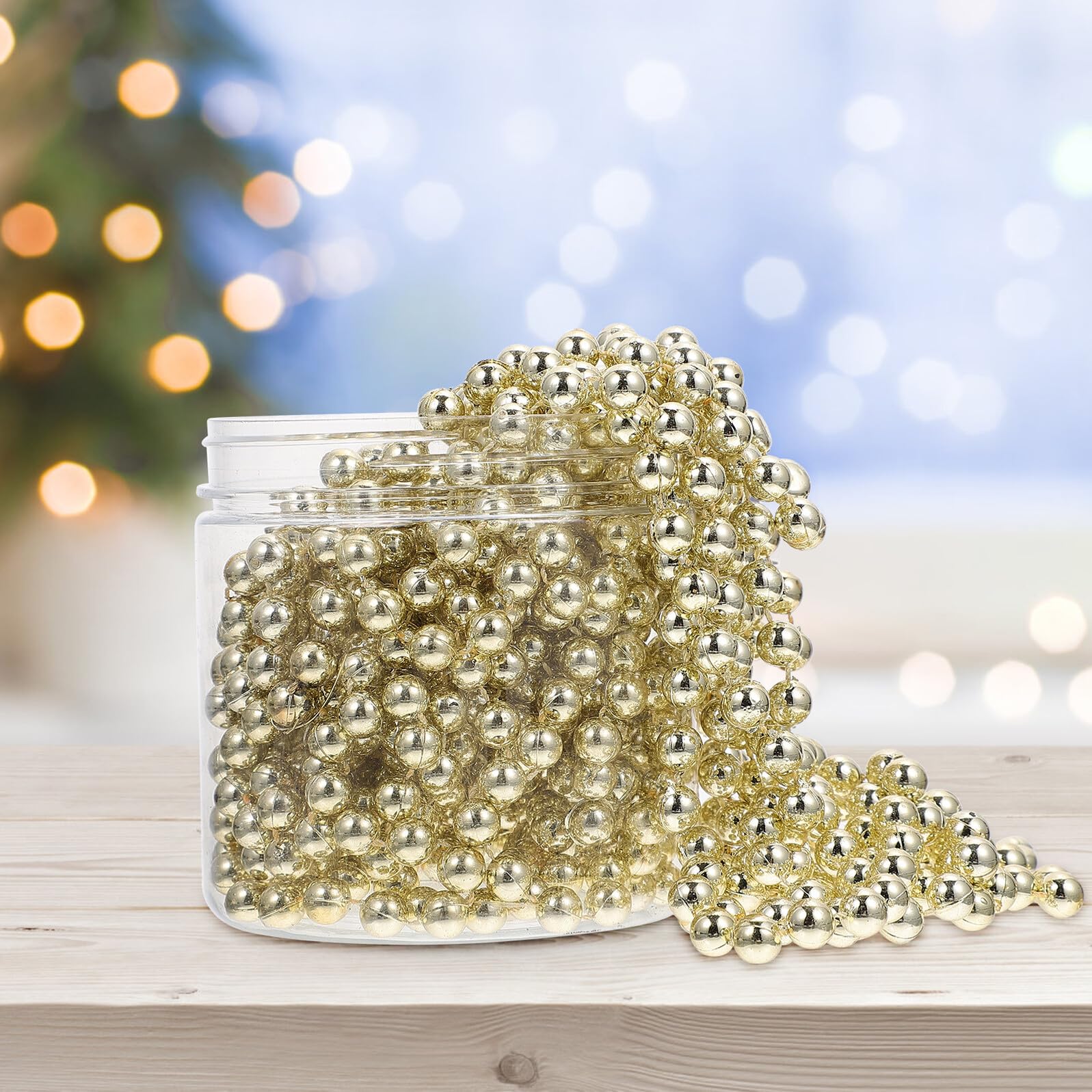 POPETPOP Catena di Perline Natalizie da 8m in Abs per Decorazioni Festive da Interno, Confezione da 3 Pezzi per Atmosfera Accogliente a Feste e Festività