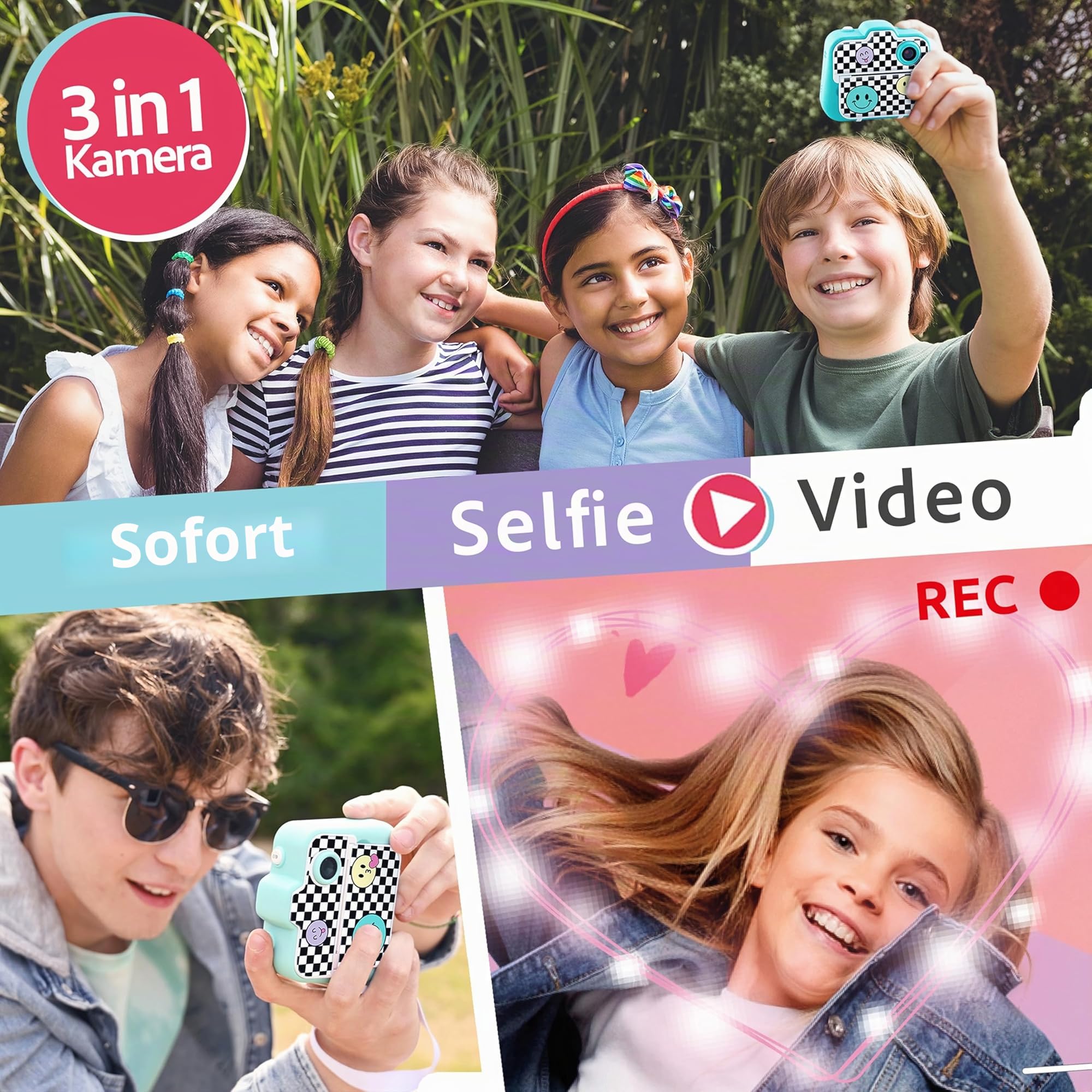 Canal Toys Photo Creator 3-in-1 Sofortbildkamera Türkis Selfie- und Videokamera Geschenkkamera Kinder ab 8 Jahren 250 Aufnahmen