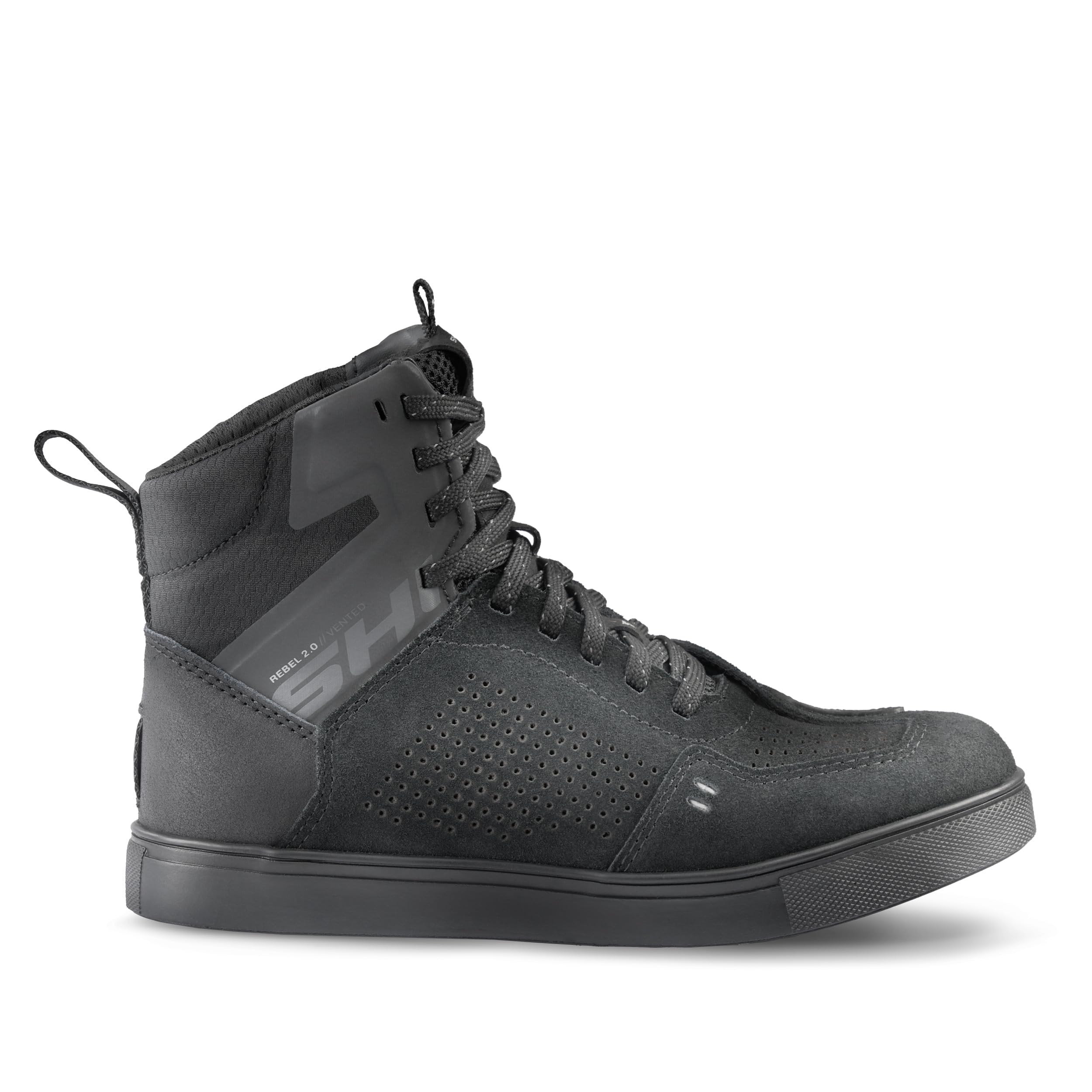 SHIMA REBEL 2.0 Buty motocyklowe Damskie wentylowane skórzane trampki Letnie buty motocyklowe Niskie przygody boczne zamek błyskawiczny ochrona kostki do motocykla szlaku (kobiety, wentylowany czarny,