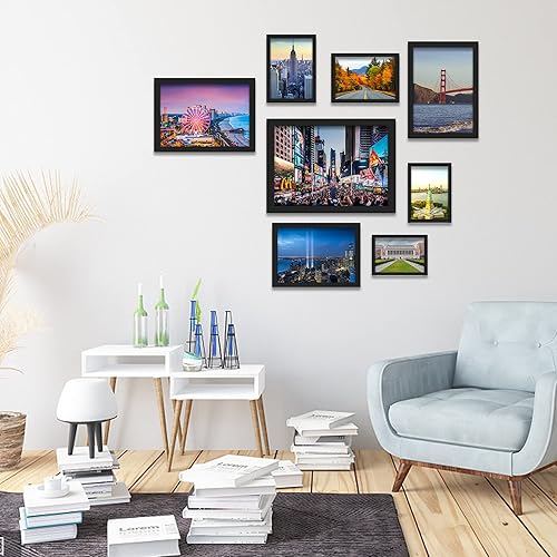 Miniatura 6 de Marcos de pintura de diamantes de 10 x 14 pulgadas para colgar en la pared, marcos de póster rectangulares de madera para escaneo de bebés, póster,