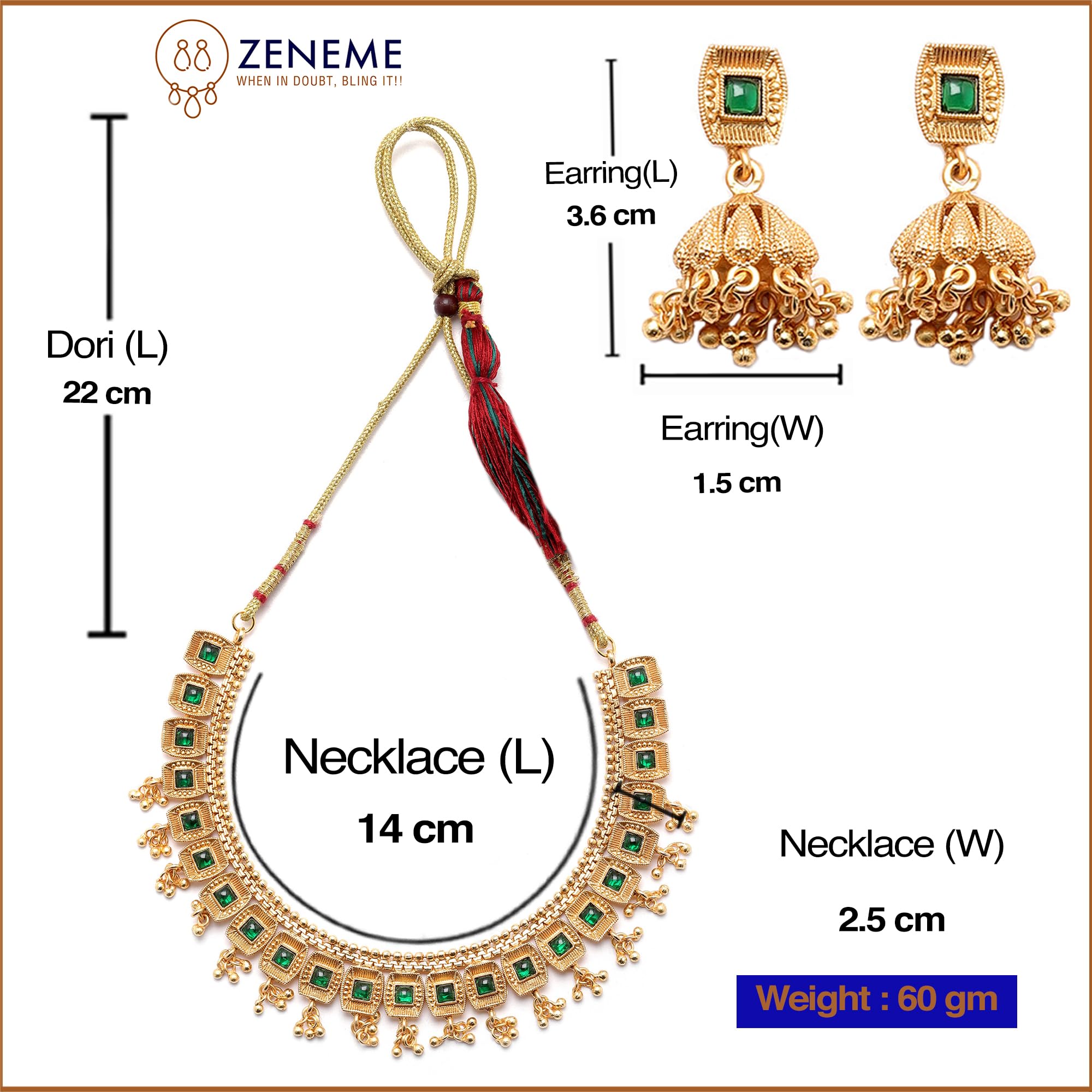 Antique Gold-Plated Stone Studded Necklace Set