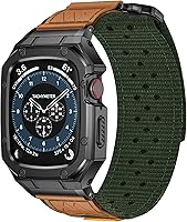 Vista 1 de Correa con Funda Compatible con Apple Watch Series 6 5 4 SE 3 2 1 44mm 42mm, Correa de Nylon con Funda Resistente de Acero Inoxidable para Correas