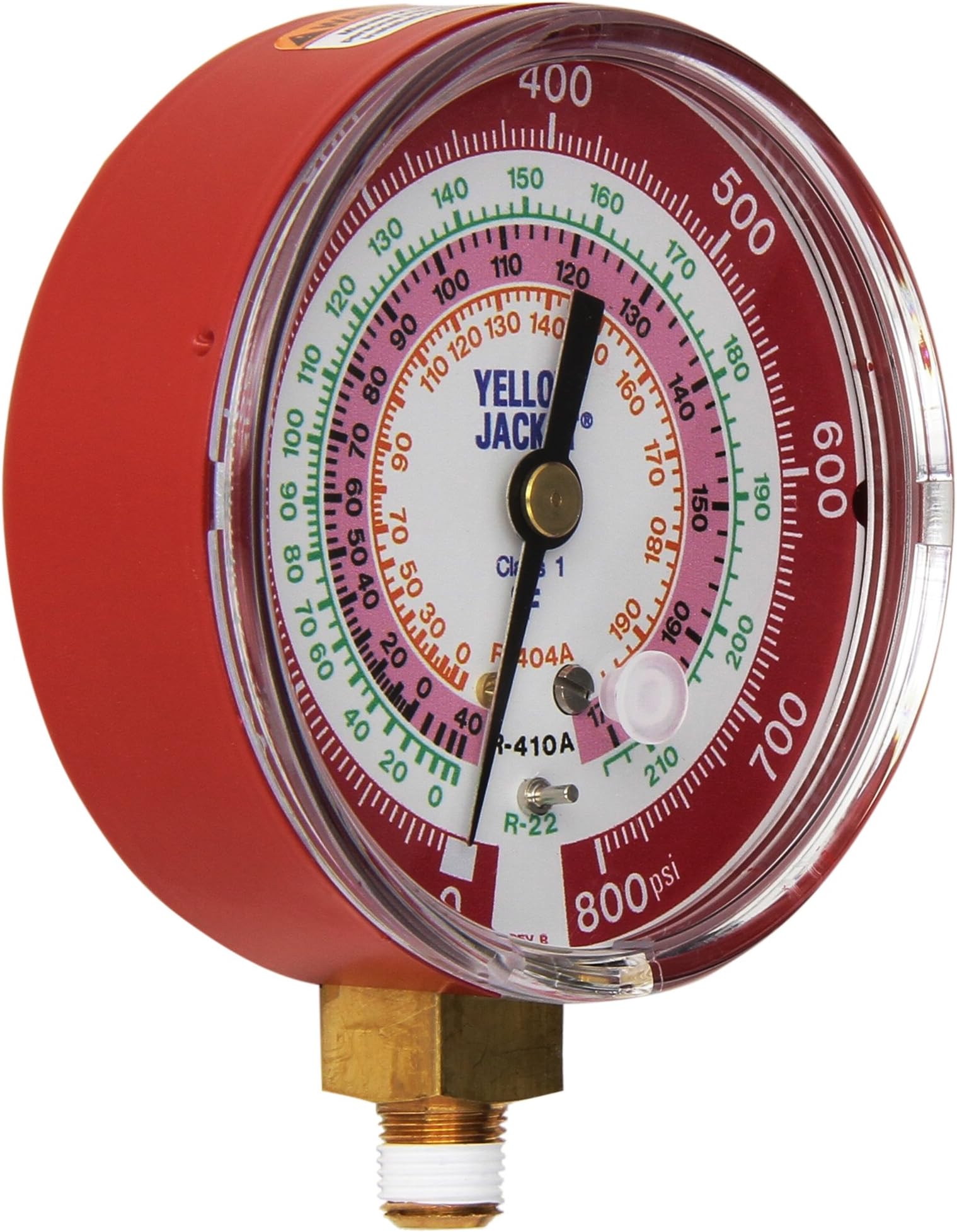 Yellow Jacket Ritchie 49137 3-1/8" Red Pressure, 0-800 psi, R-22/404A/410A Gauge Degrees F