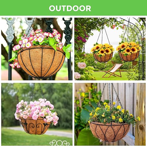 Miniatura 7 de 3 paquetes de forros redondos de coco de 12 pulgadas, 100% fibra natural de repuesto de césped de coco para macetas, revestimientos para macetas de