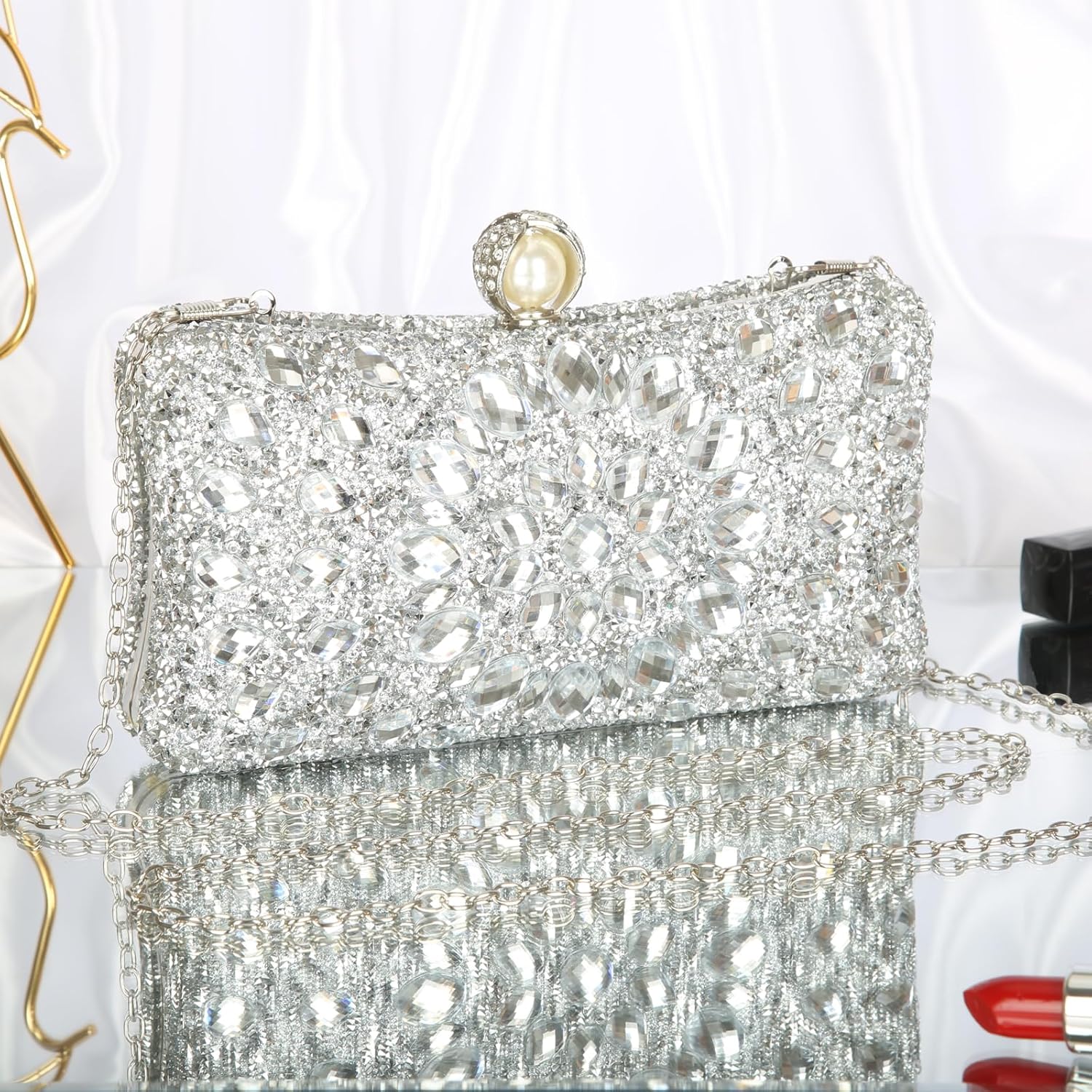 Women's Evening Bags Sparkly Rhinestone Clutch Purses Luxury Handbags | Sparkly, Rhinestone, Luxury, Sparkly, Rhinestone, Luxury - Image 4