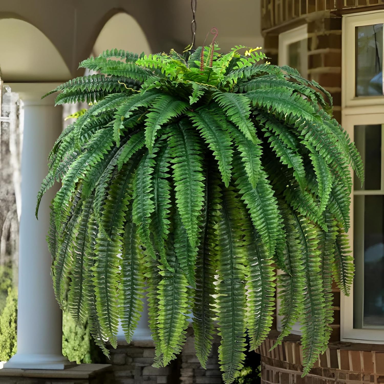 Waipfaru 60'' Set of 2 Large Fake Ferns, UV Resistant Artificial Outdoor Plants, Faux Greenery Plants, Realistic Boston Ferns Artificial Plants for Front Porch Home Garden Patio Forest Decor - Image 9