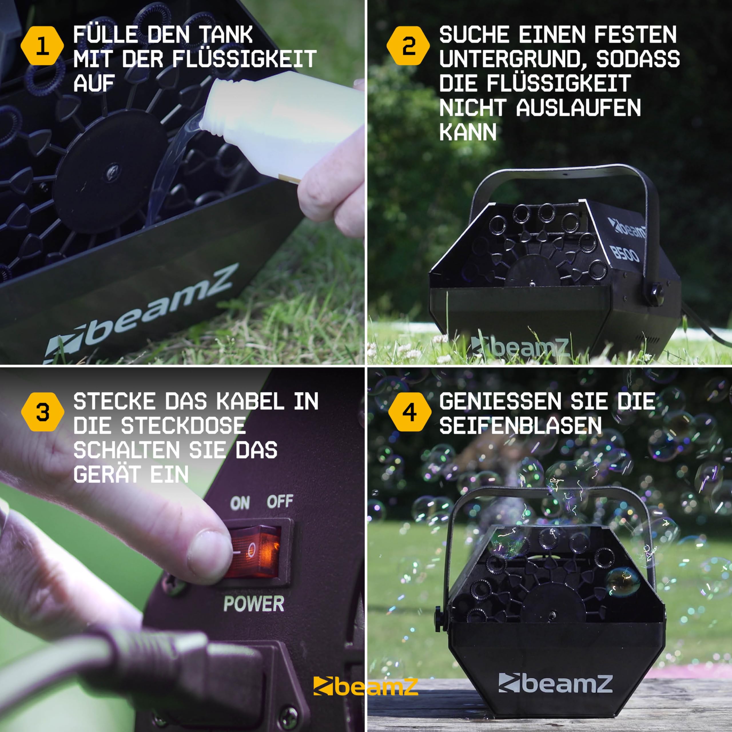 BeamZ B500 Seifenblasenmaschine 5L 25W 24 RPM Schwarz