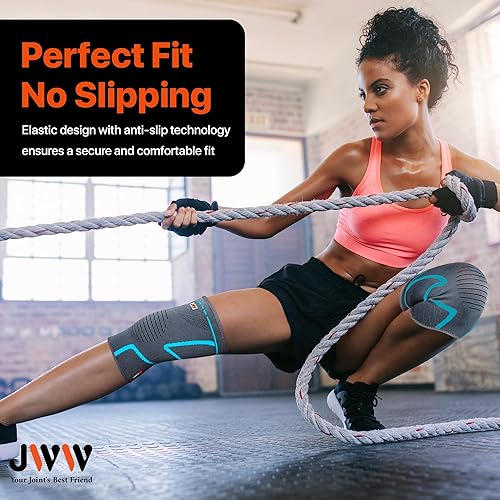 Miniatura 7 de Rodilleras de compresión, paquete de 2 rodilleras para mujeres y hombres, alivio del dolor de rodilla, soporte de rodilla para correr, rodilleras