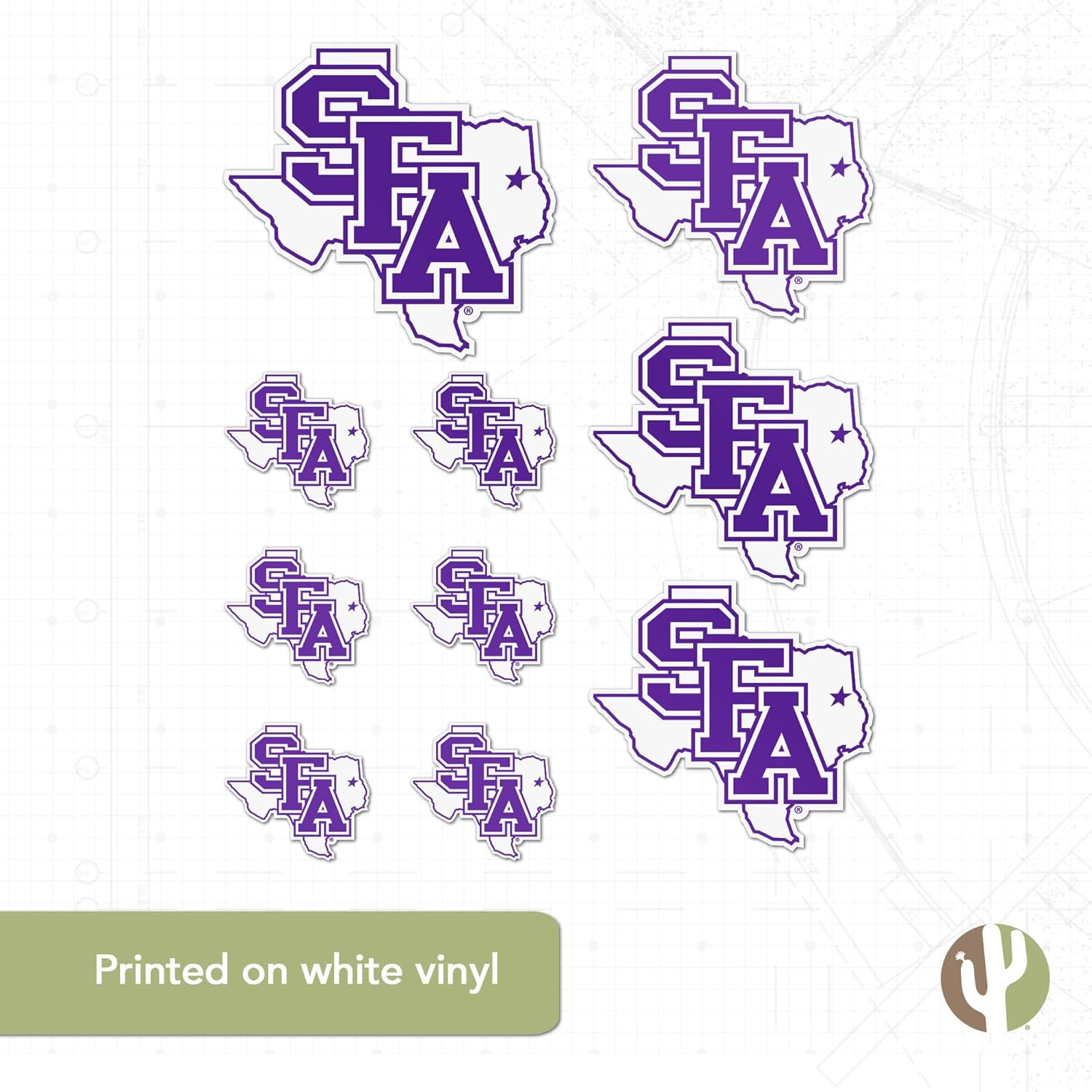 Desert Cactus Stephen F. Austin State University Sticker Lumberjacks SFA Vinyl Decals Laptop Water Bottle Car Scrapbook Sheet T3 (Type 3-1) - Image 5