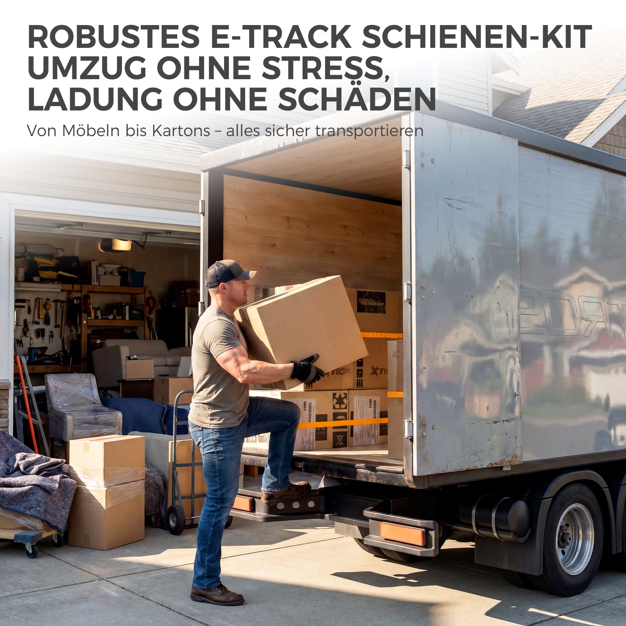 27-teiliges 1,52 m E Track Schiene Zurrschienen Zubehör Set, Tragkraft 998 kg, 8 E-Track Schiene, 8 D-Ring & 8 O-Ring, 2 Doppelhaken, 1 Reifenhalter, Ladungssicherung für LKWs, Anhänger, Wohnmobile | Tragkraft 998 kg, 8 E-Track Schiene, 8 D-Ring & 8 O-Rin
