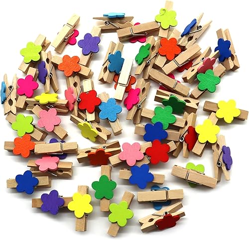 Miniatura 2 de Pinzas para fotos, pinzas de papel, pinzas para colgar flores de primavera, pinzas para la ropa, mini ropa de lavandería de madera natural, 50