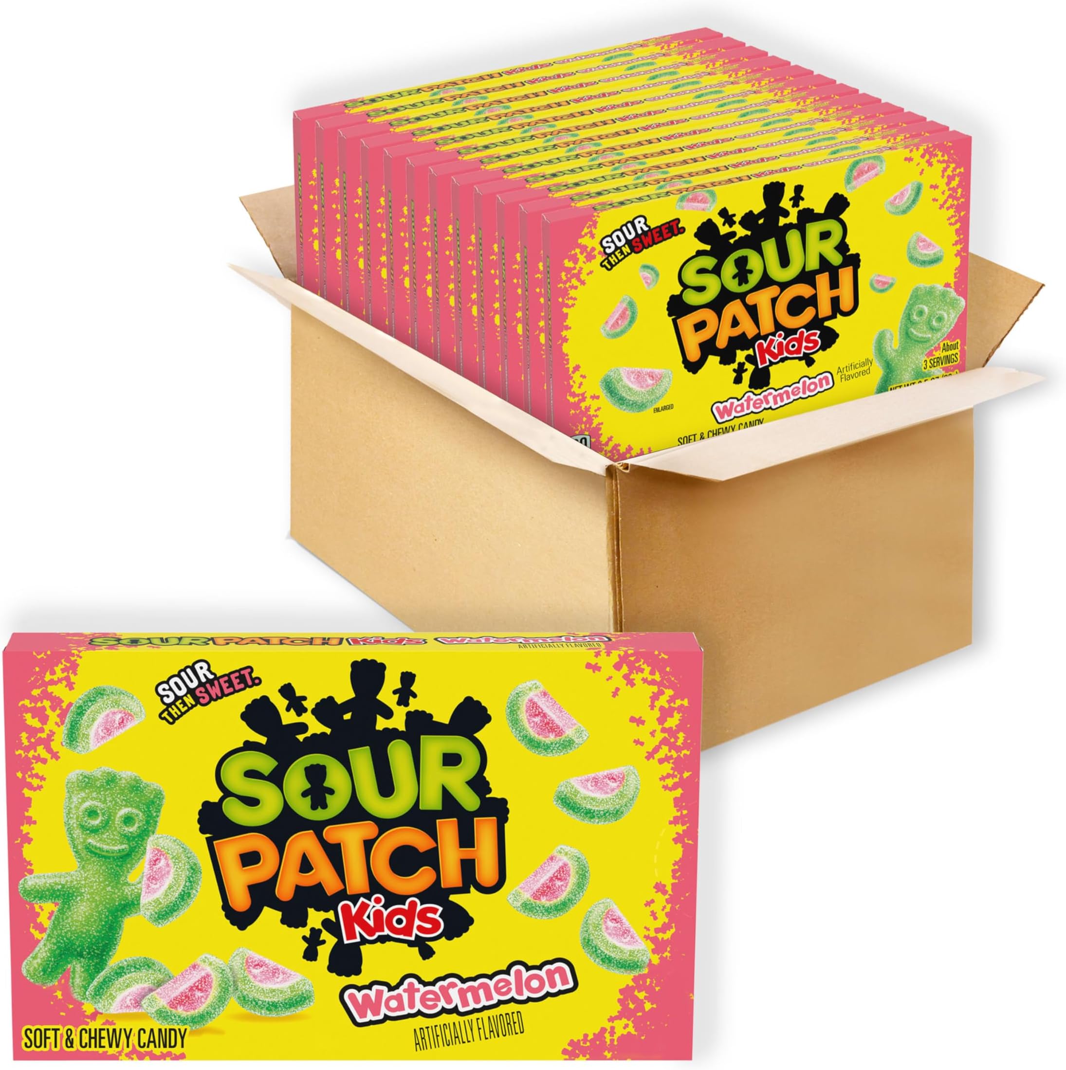 SOUR PATCH KIDS Watermelon Soft & Chewy Gummy Candy, Bulk Candy, 12 - 3.5 oz Boxes
