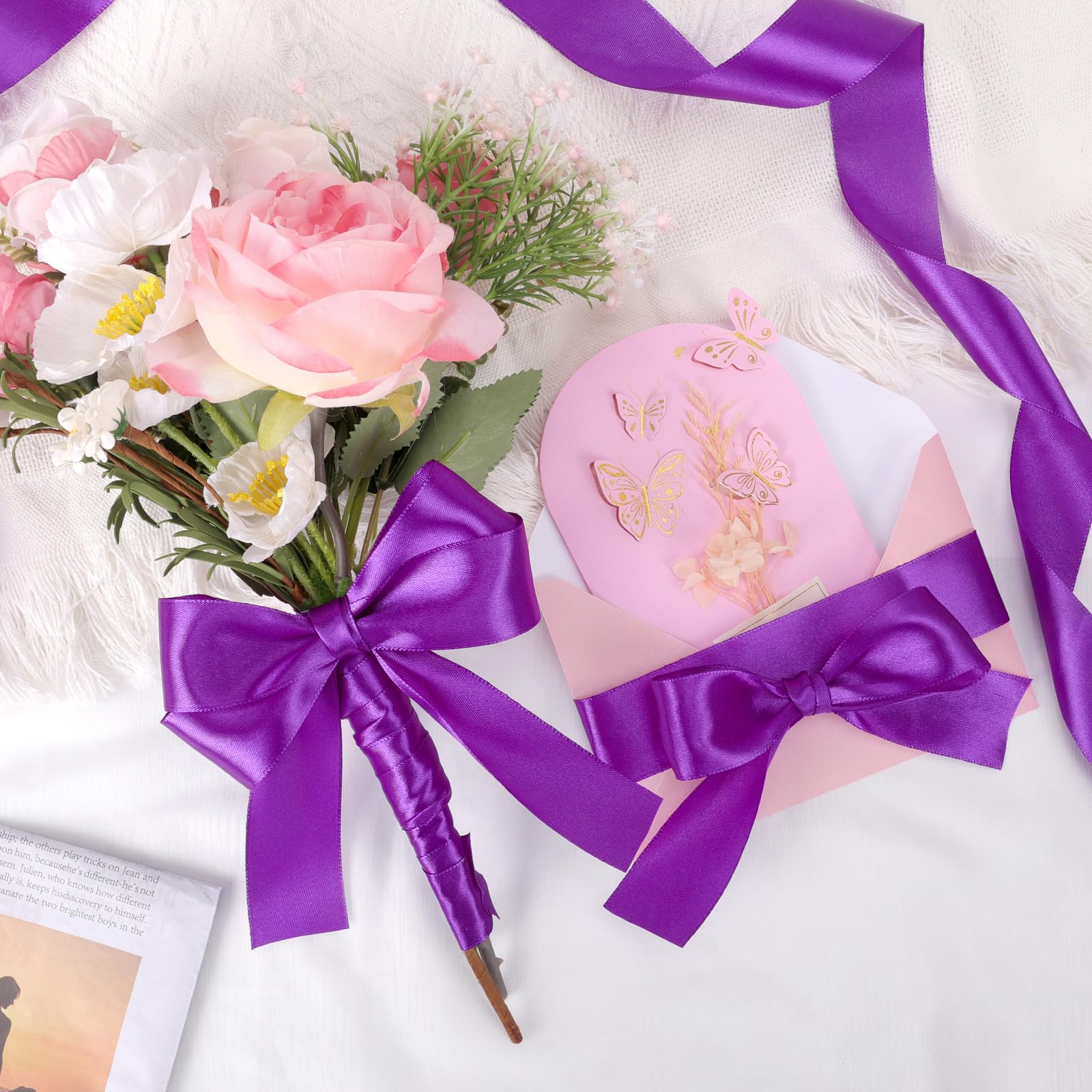 Snapklik.com : Purple Ribbon 1 1/2 Inch,50 Yards Purple Fabric Ribbon ...