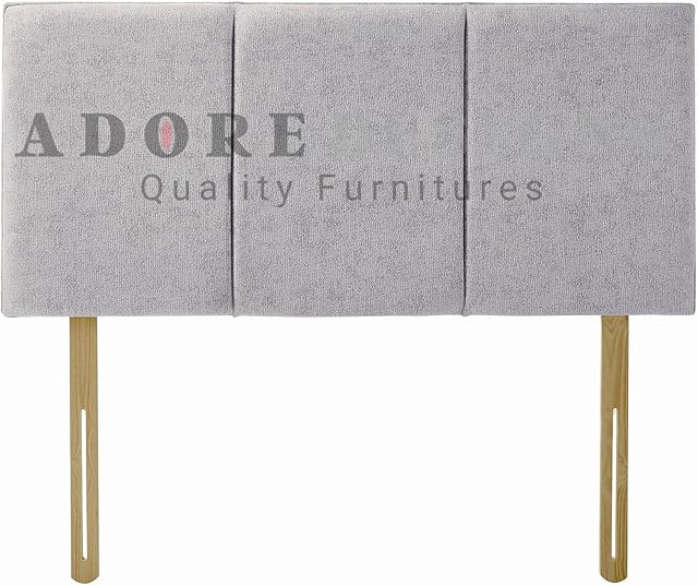 Divan Bed Headboard Alton Chenille 20" Height Padded Paneled Headboard (Light Grey, 4ft6 Double)