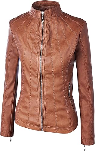 Miniatura 3 de Lock and Love - Chaqueta de motociclista de piel sintética con capucha desmontable, para mujer